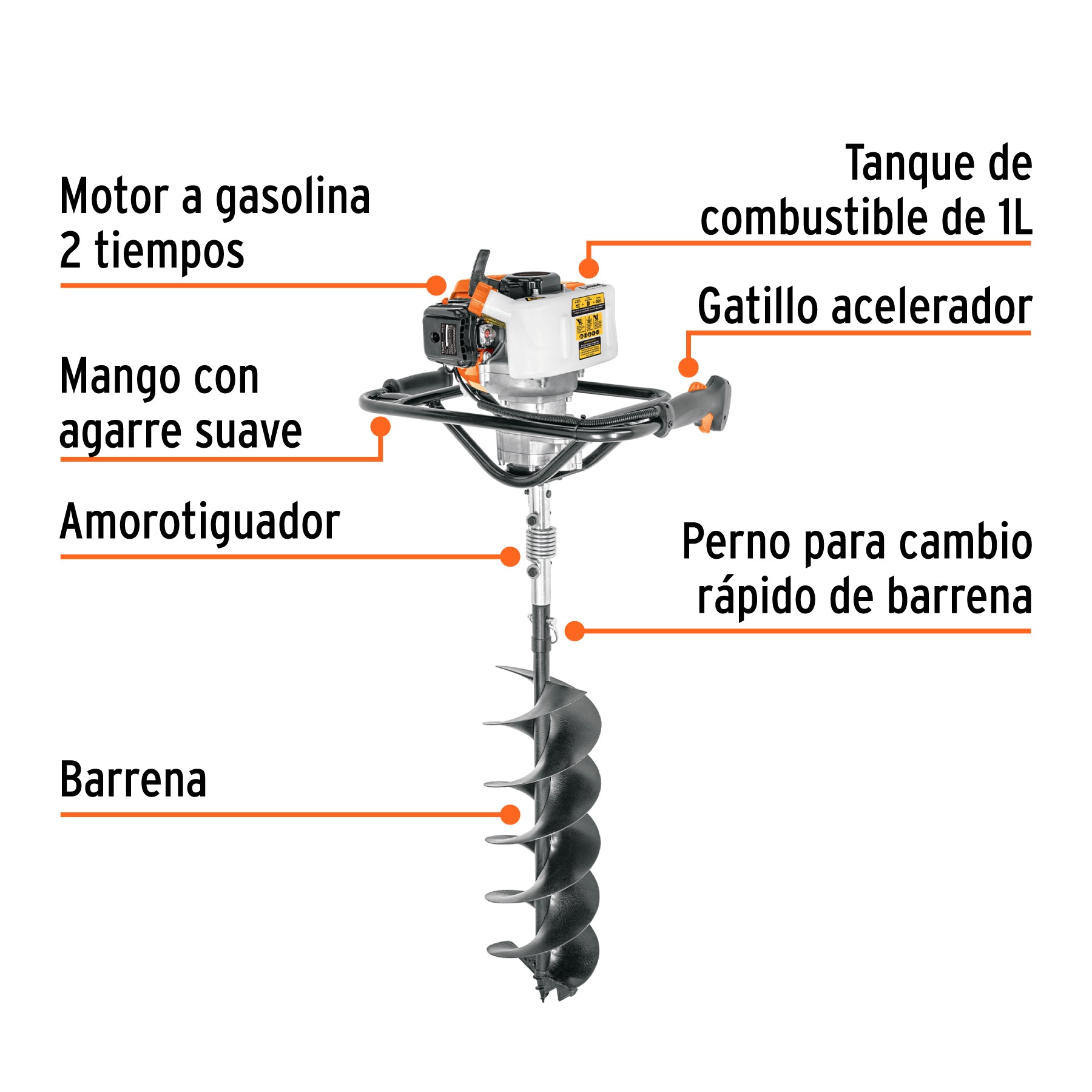 103204 AHO-52 Ahoyadora / motoperforadora a gasolina 52cc, Truper