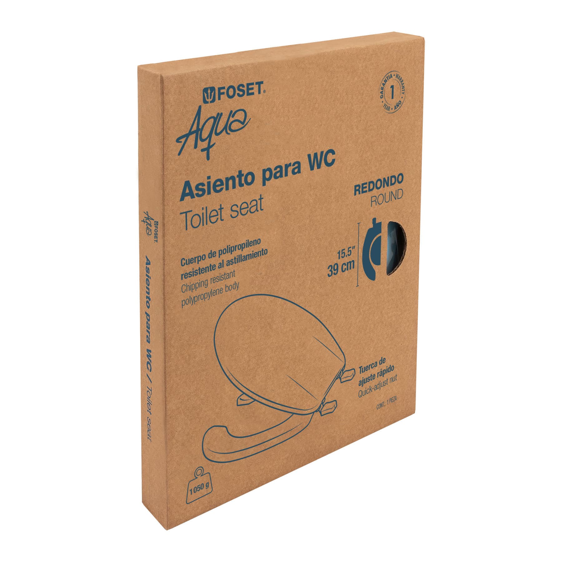 Foset AWC-40Z Asiento redondo para WC, abierto, azul - Ferrenacional