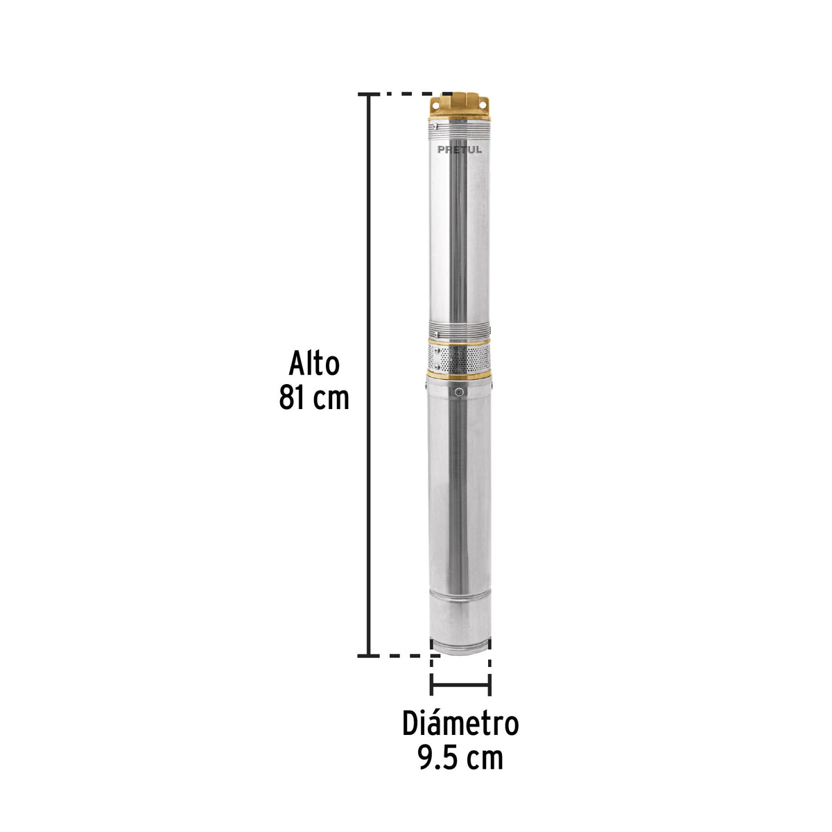 28202 BOS-1-1/2LMP Bomba sumergible tipo bala, 1-1/2HP, uso agrícola, PRETUL