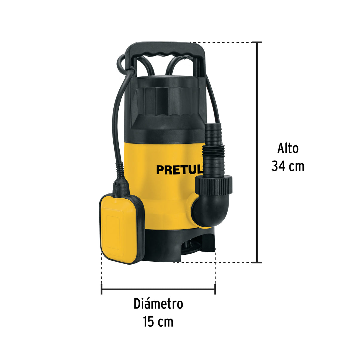 27199 BOS-1-1/2SPP Bomba sumergible plástica, 1-1/2 HP para agua sucia, Pretul