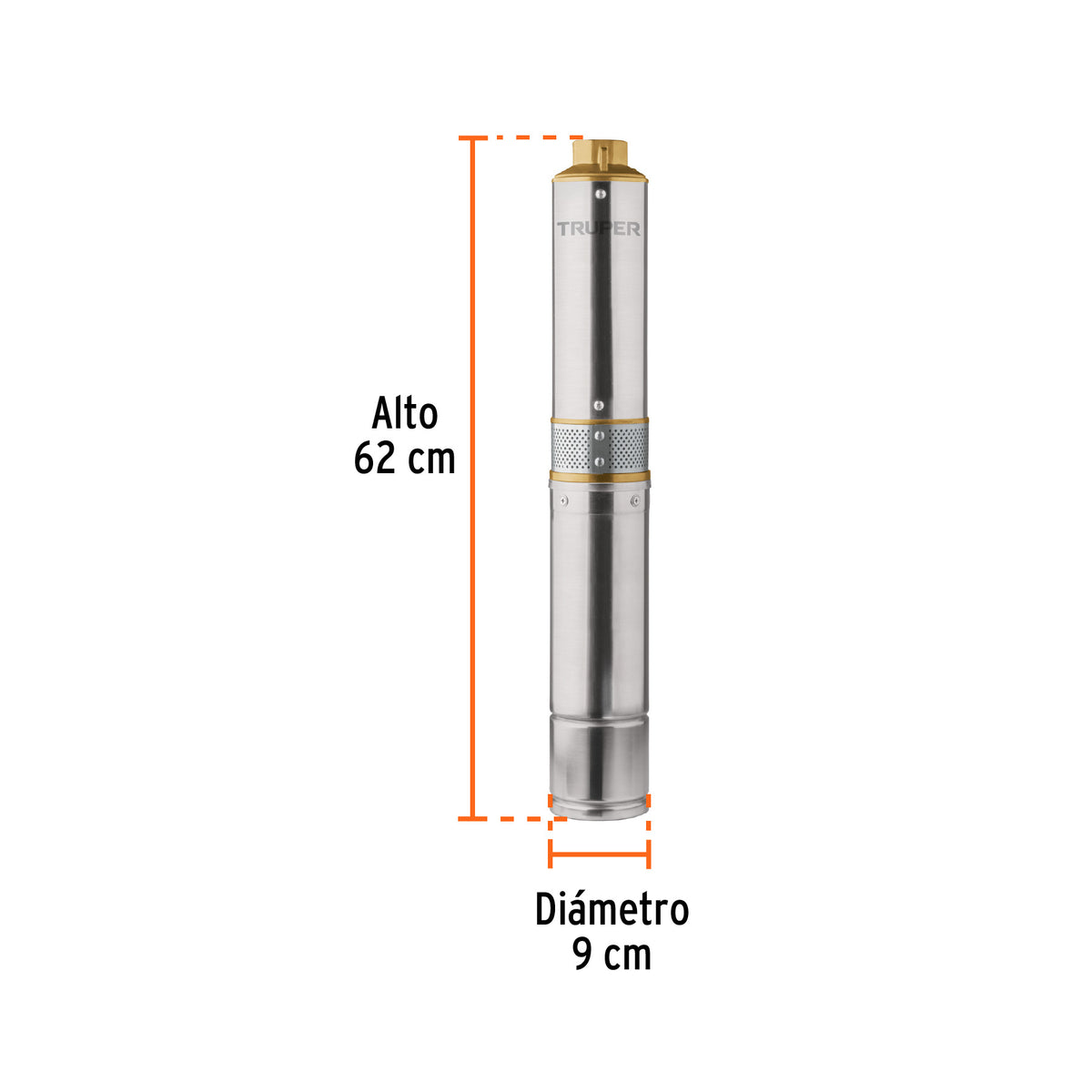102974 BOS-1/2LM-2 Bomba sumergible tipo bala, 1/2HP, agrícola, 220V, TRUPER