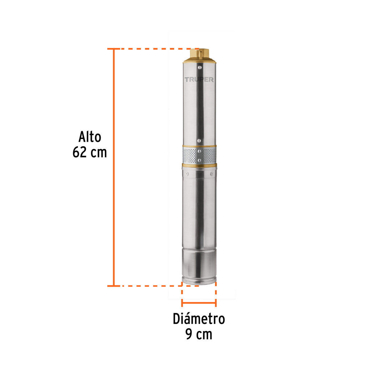 16933 BOS-1/2LM2 Bomba sumergible tipo bala, 1/2HP, uso agrícola, TRUPER