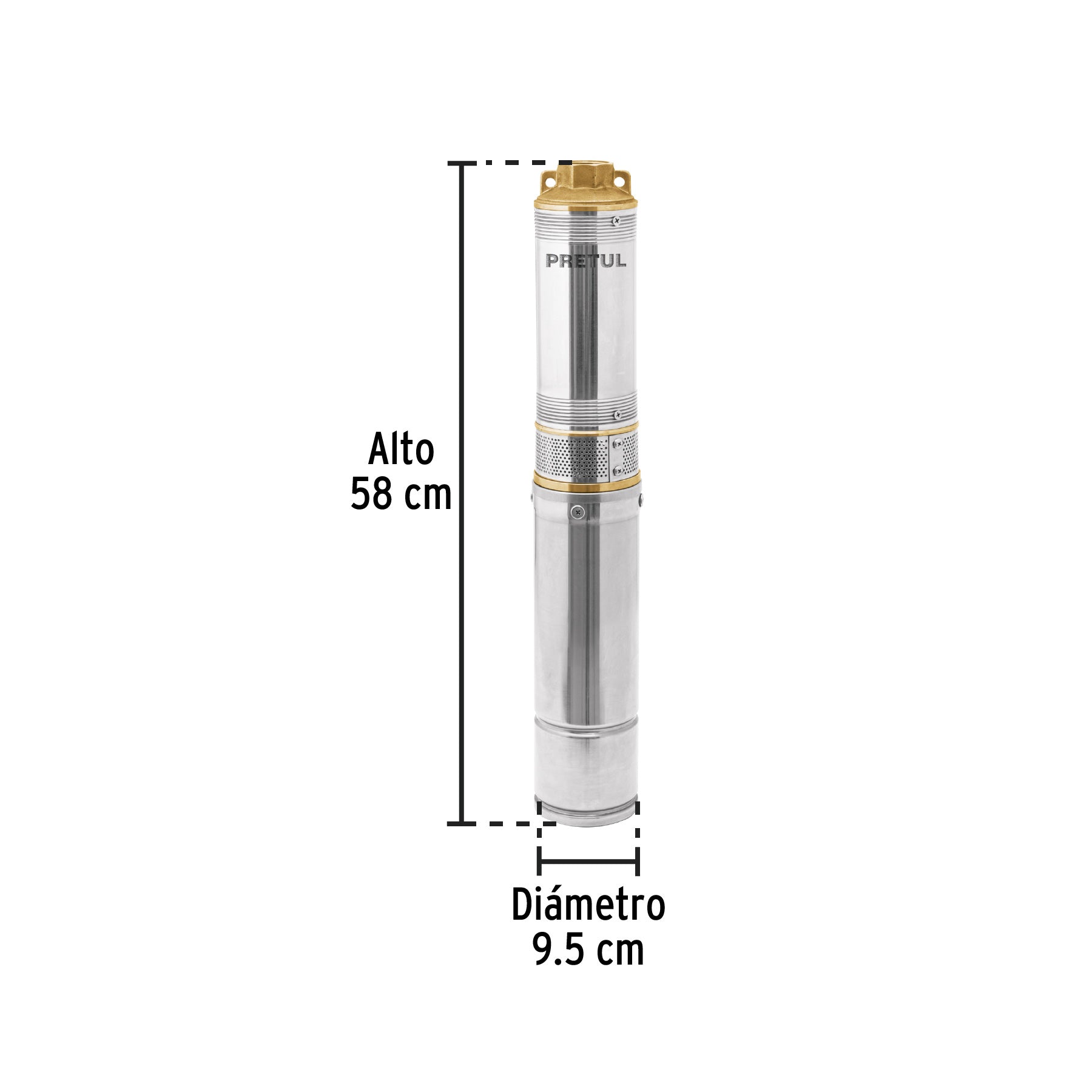 28205 BOS-1/2LMP Bomba sumergible tipo bala, 1/2HP, uso agrícola, PRETUL