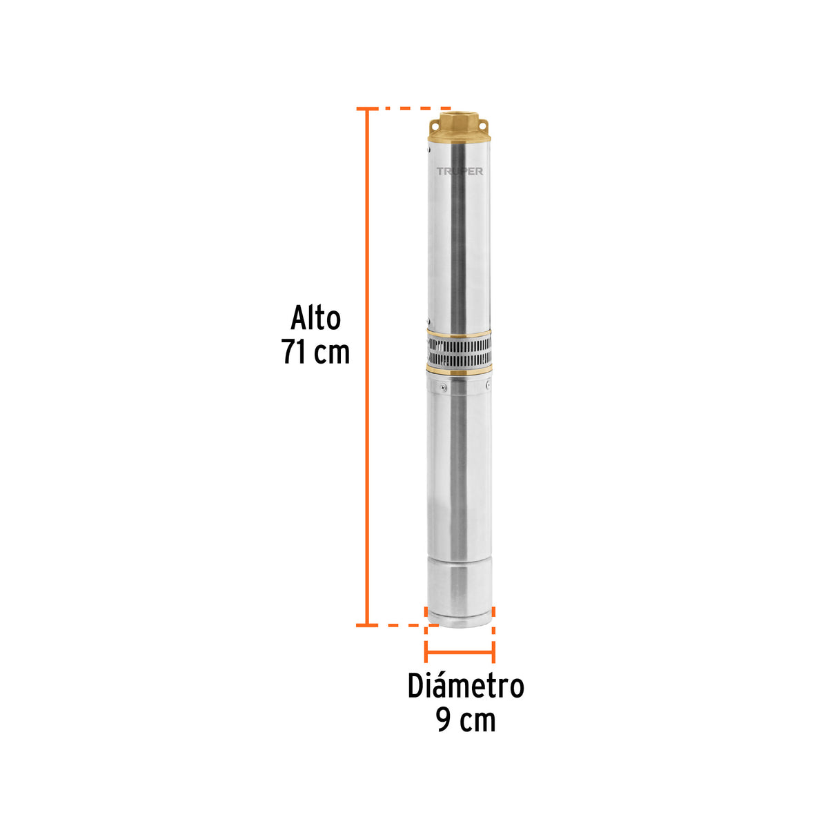 102975 BOS-1LM-2 Bomba sumergible tipo bala, 1HP, uso agrÌcola, 220V, TRUPER