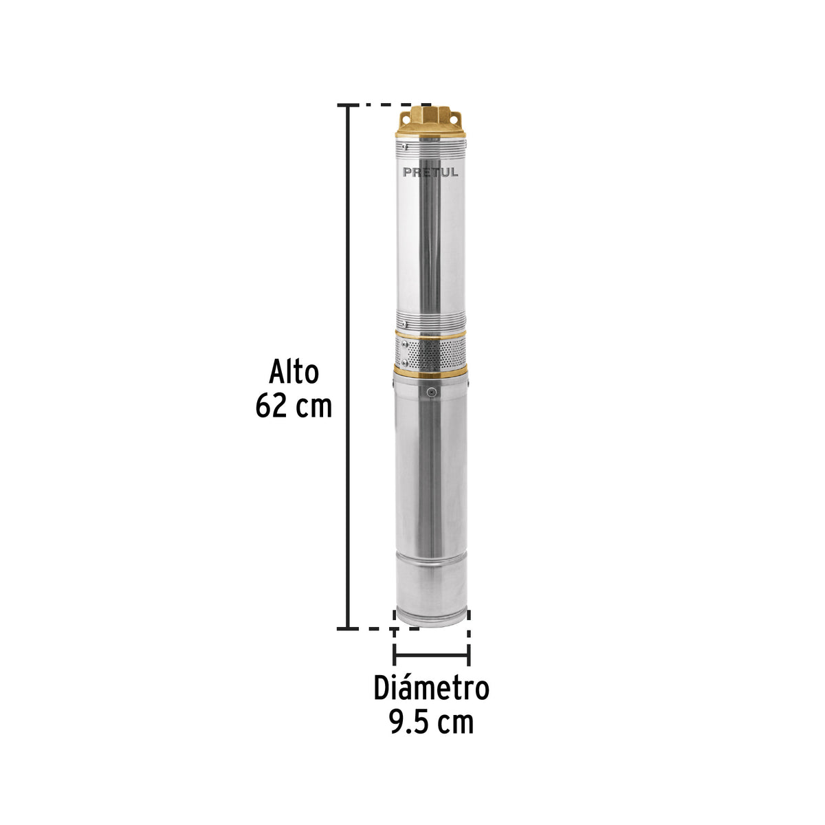 28204 BOS-3/4LMP Bomba sumergible tipo bala, 3/4HP, uso agrícola, PRETUL