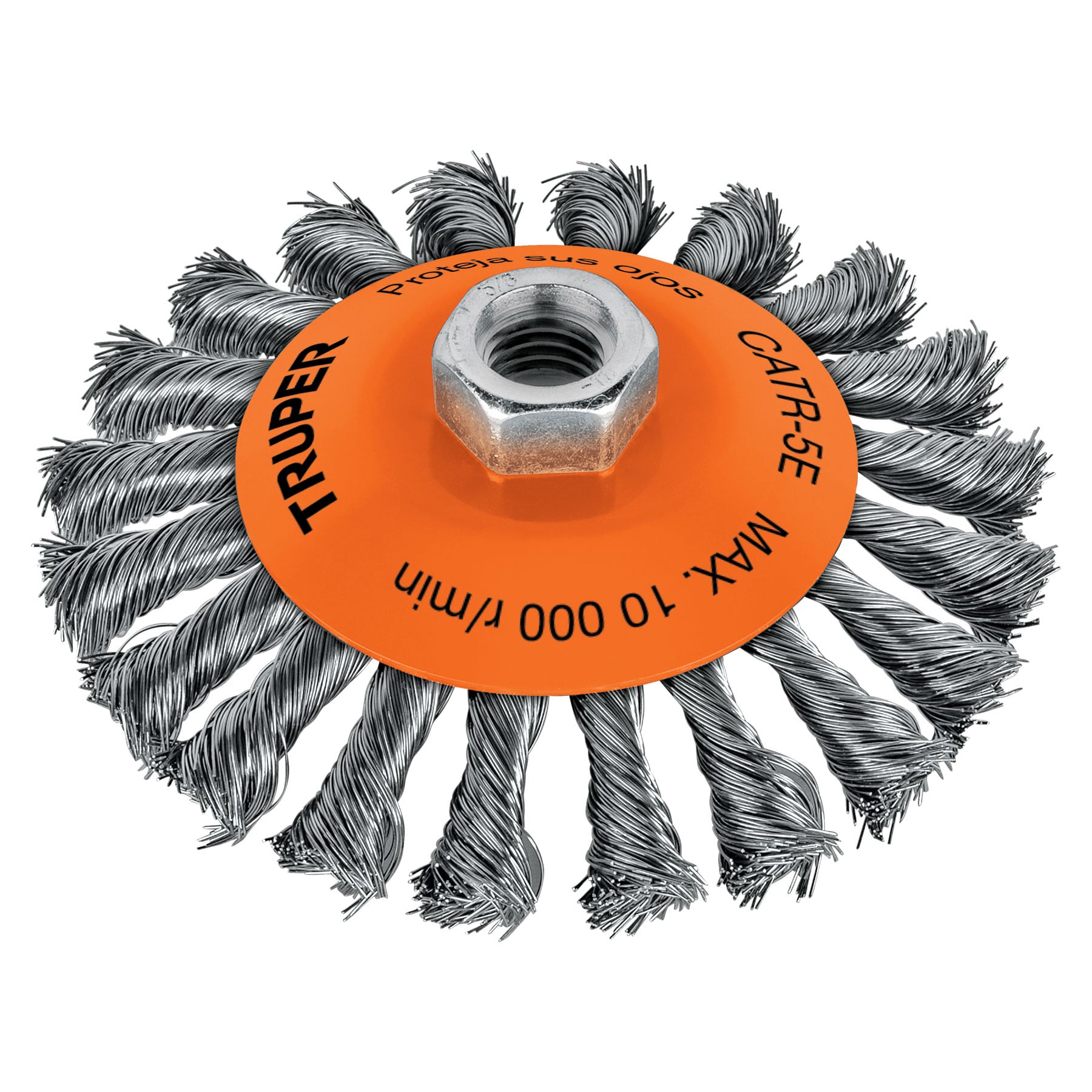 Truper CATR-5E Carda tipo cónico 5', alambre trenzado, 5/8'-11