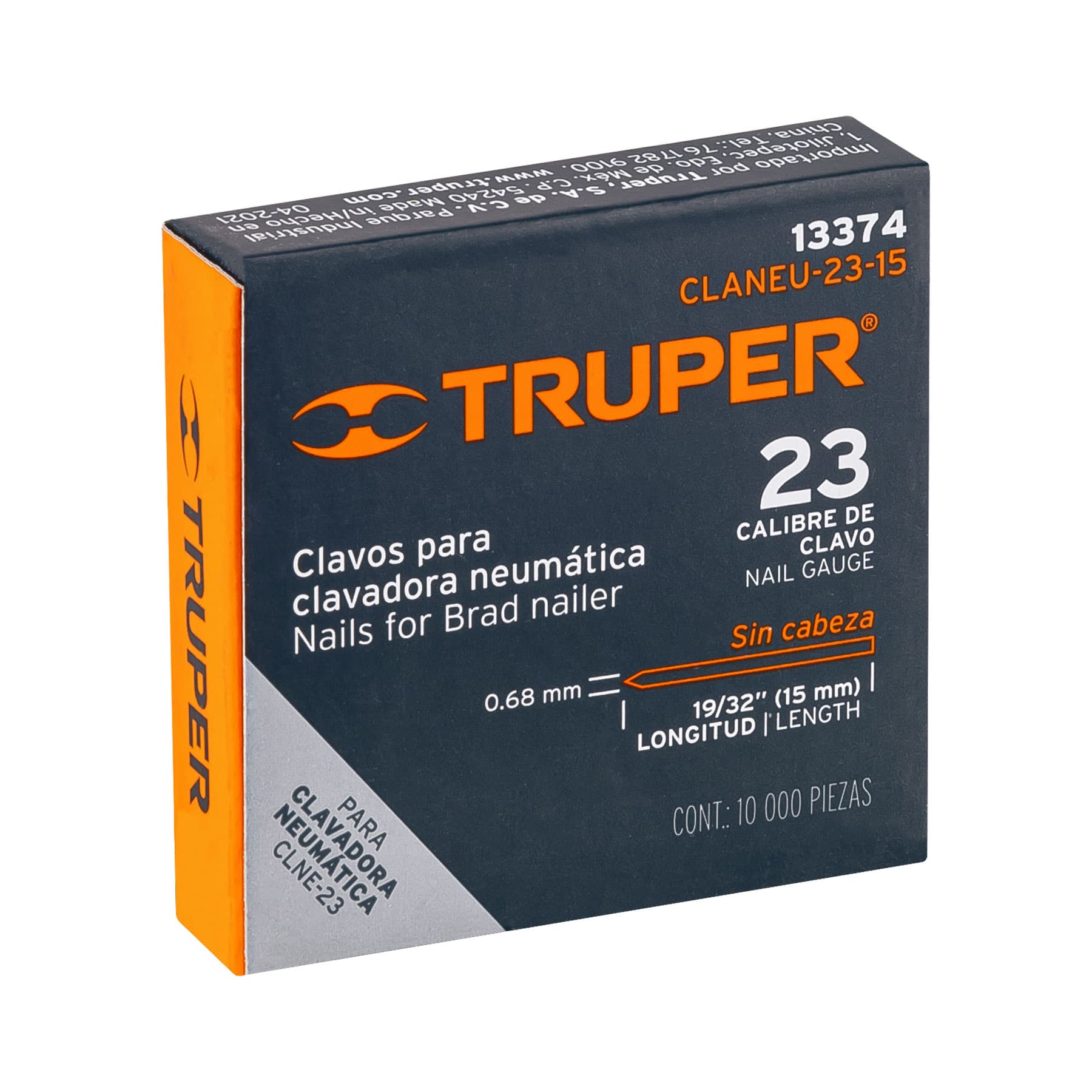 Truper CLANEU-23-15 Caja con 10000 clavos calibre 23, 15 mm para CLNE-23