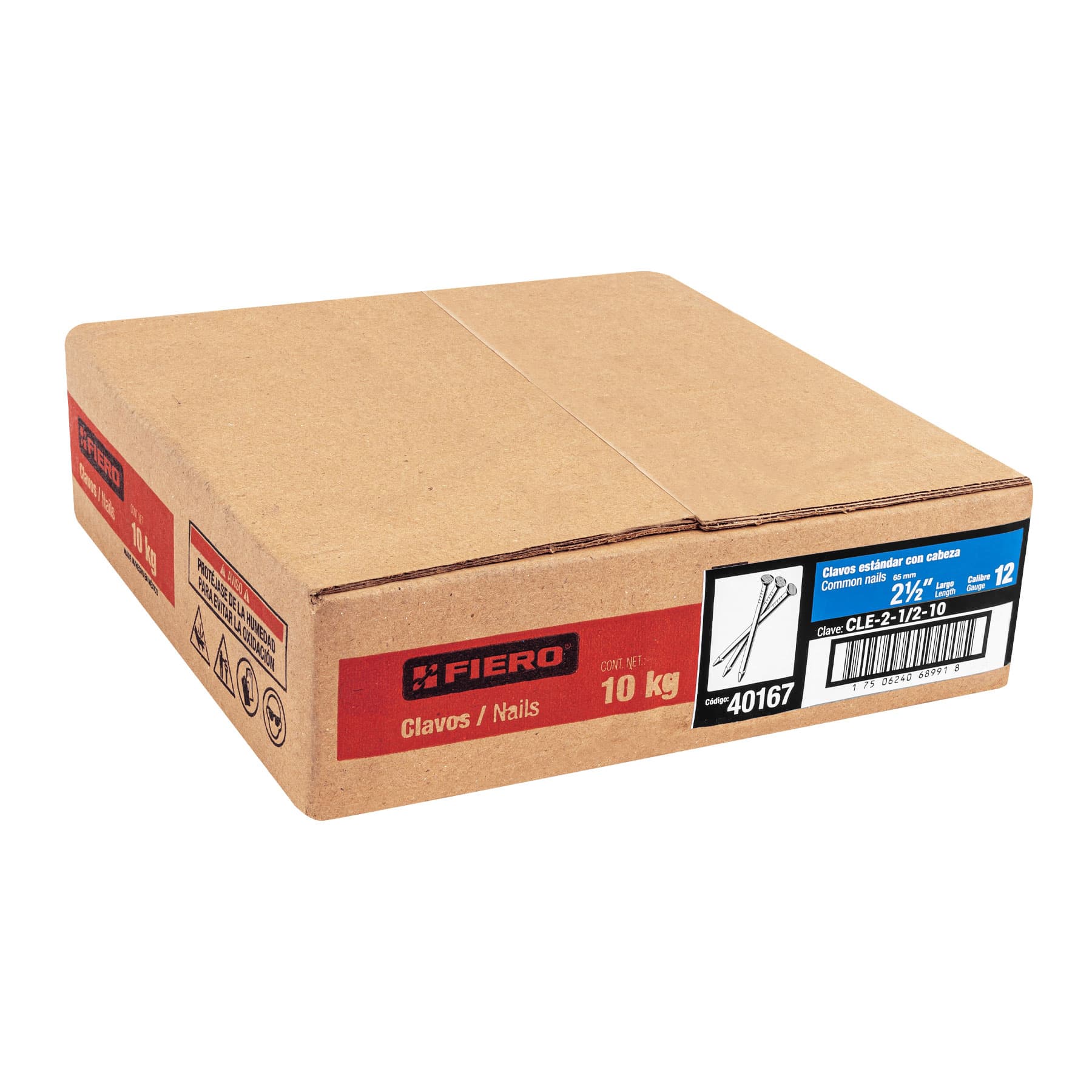 Fiero CLE-2-1/2-10 Caja de 10 kg de clavo standar 2-1/2" con cabeza