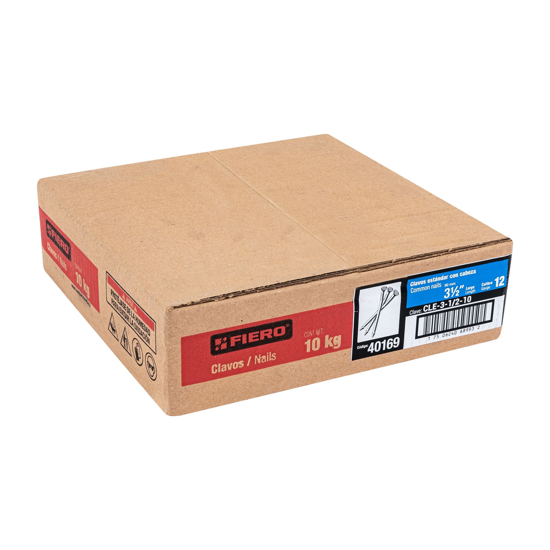 Fiero CLE-3-1/2-10 Caja de 10 kg de clavo standard 3-1/2" con cabeza