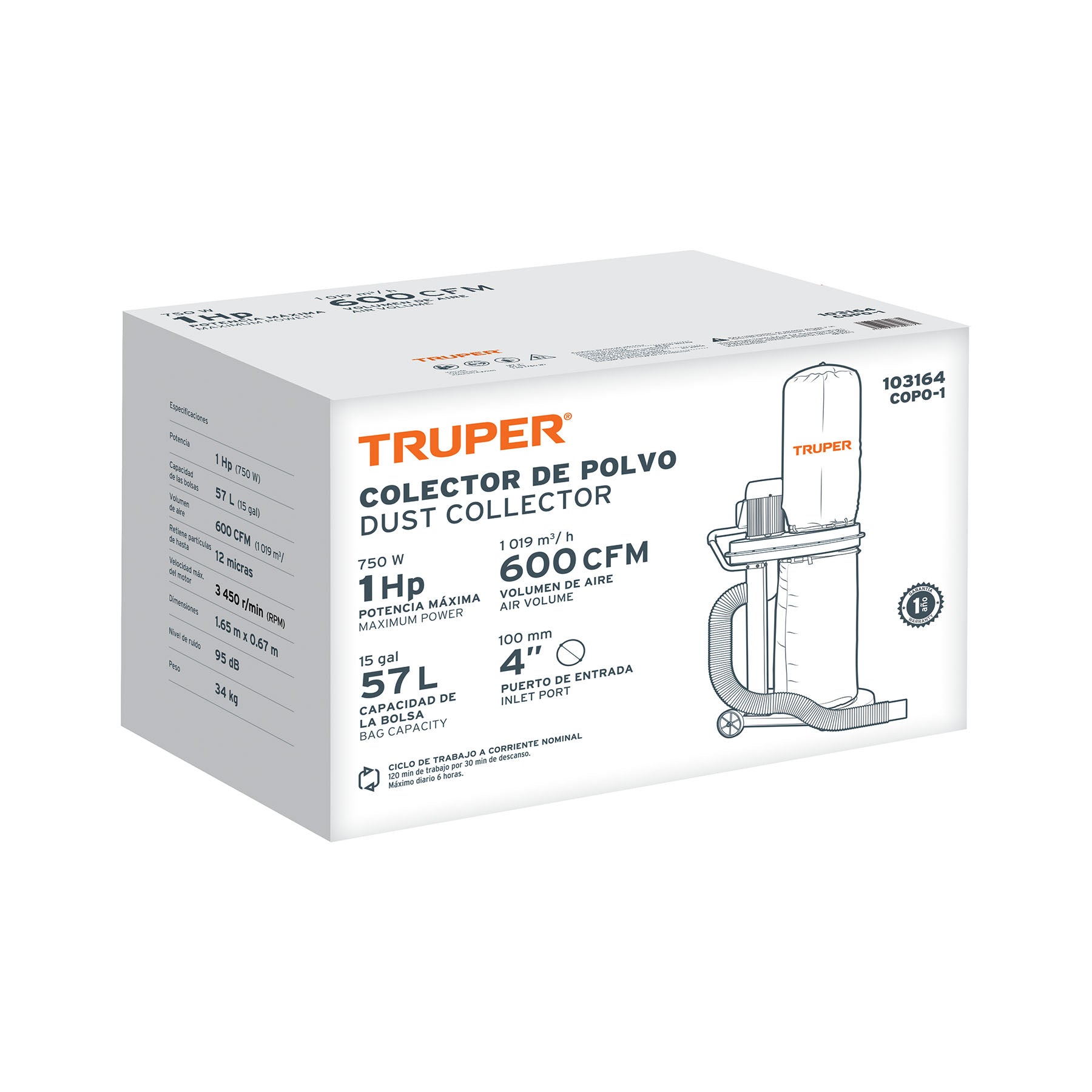 Colector de polvo 1 HP, Truper