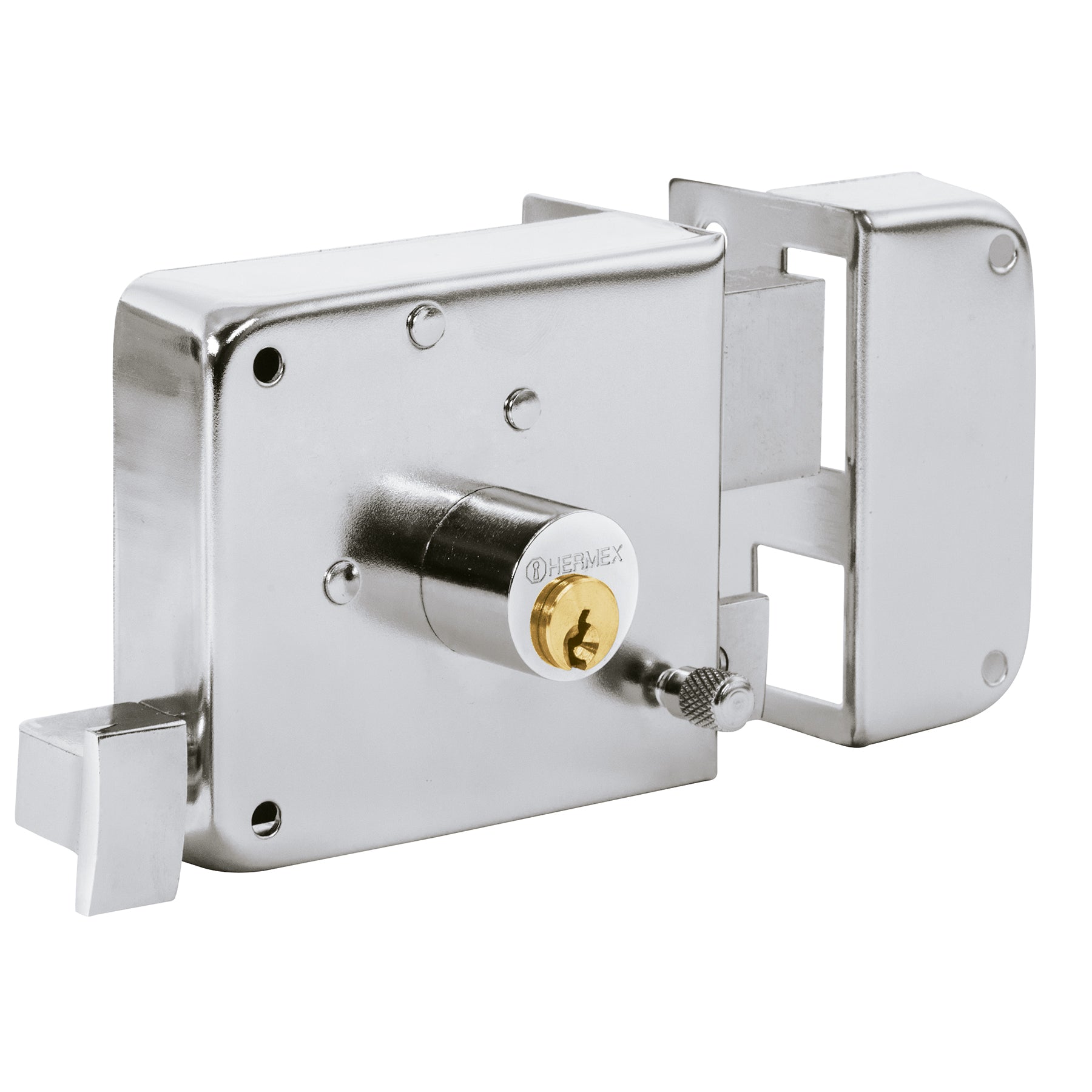 Hermex CS-75DC Cerradura sobreponer, clásica, instala-fácil, derecha, cromo