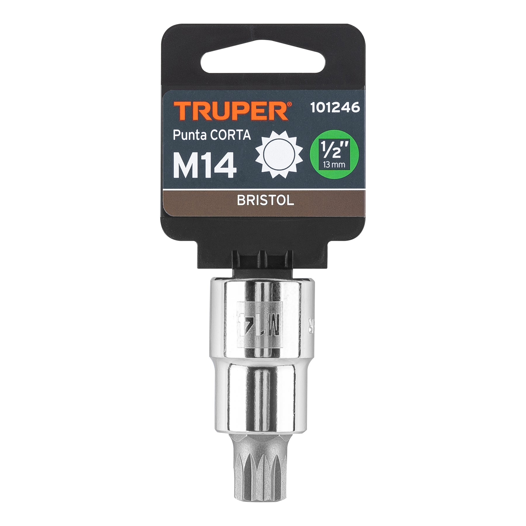 Truper D-1214-BC Dado punta corta bristol M14, cuadro 1/2'
