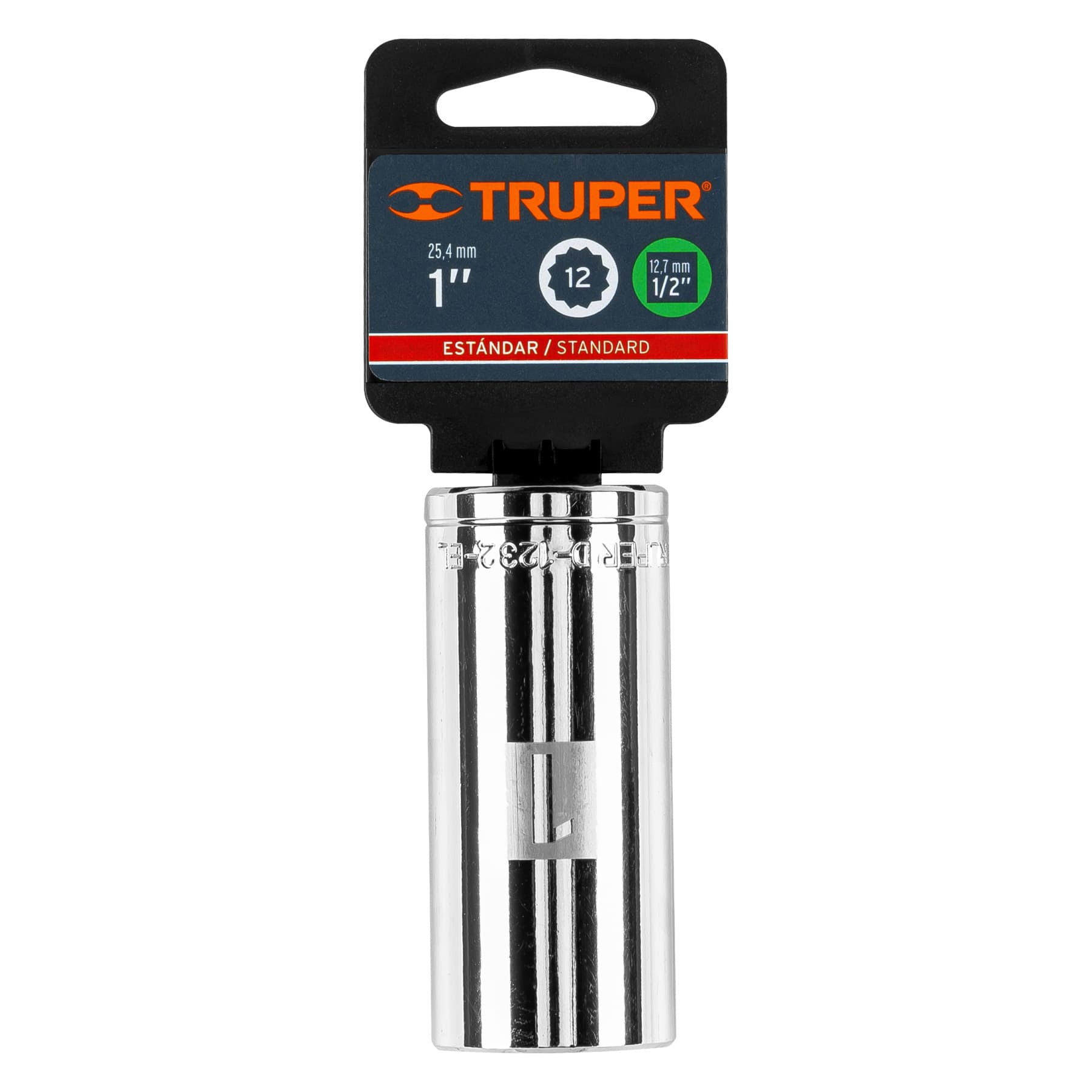 Truper D-1232-EL Dado de 12 puntas, largo, cuadro 1/2' de 1'