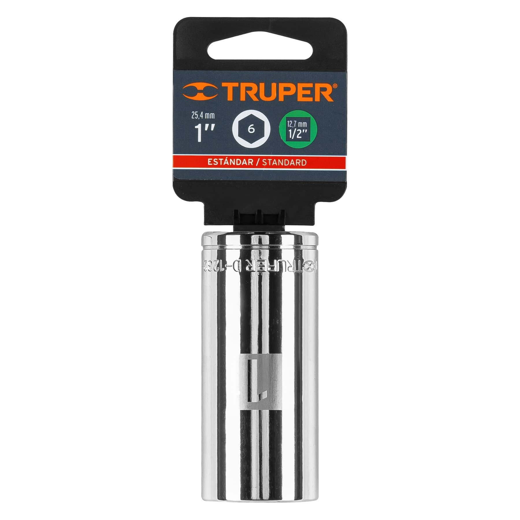 Truper D-1232-HL Dado de 6 puntas, largo, cuadro 1/2' de 1'