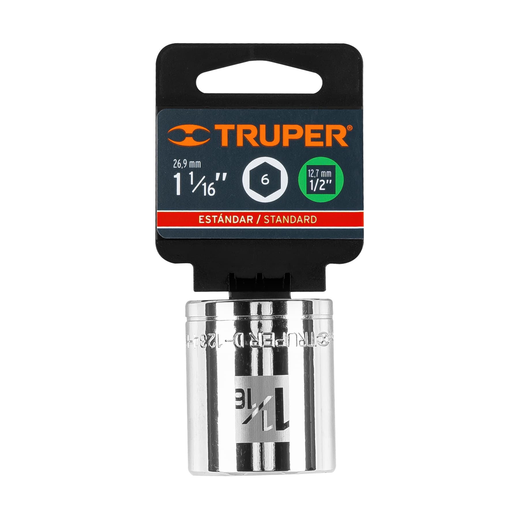 Truper D-1234-H Dado de 1-1/16', 6 puntas, cuadro 1/2'