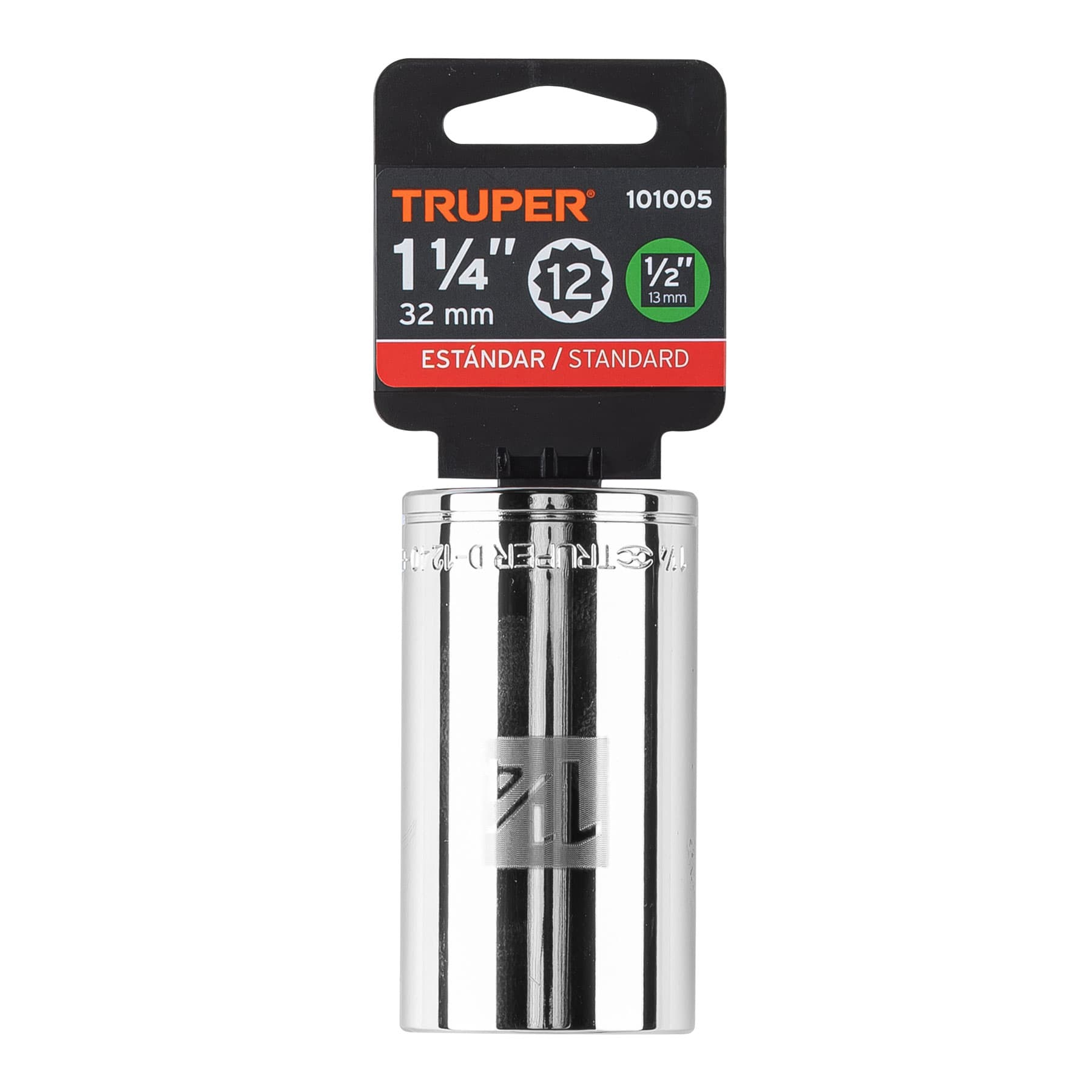 Truper D-1240-EL Dado largo de 1-1/4' 12 puntas, cuadro 1/2'
