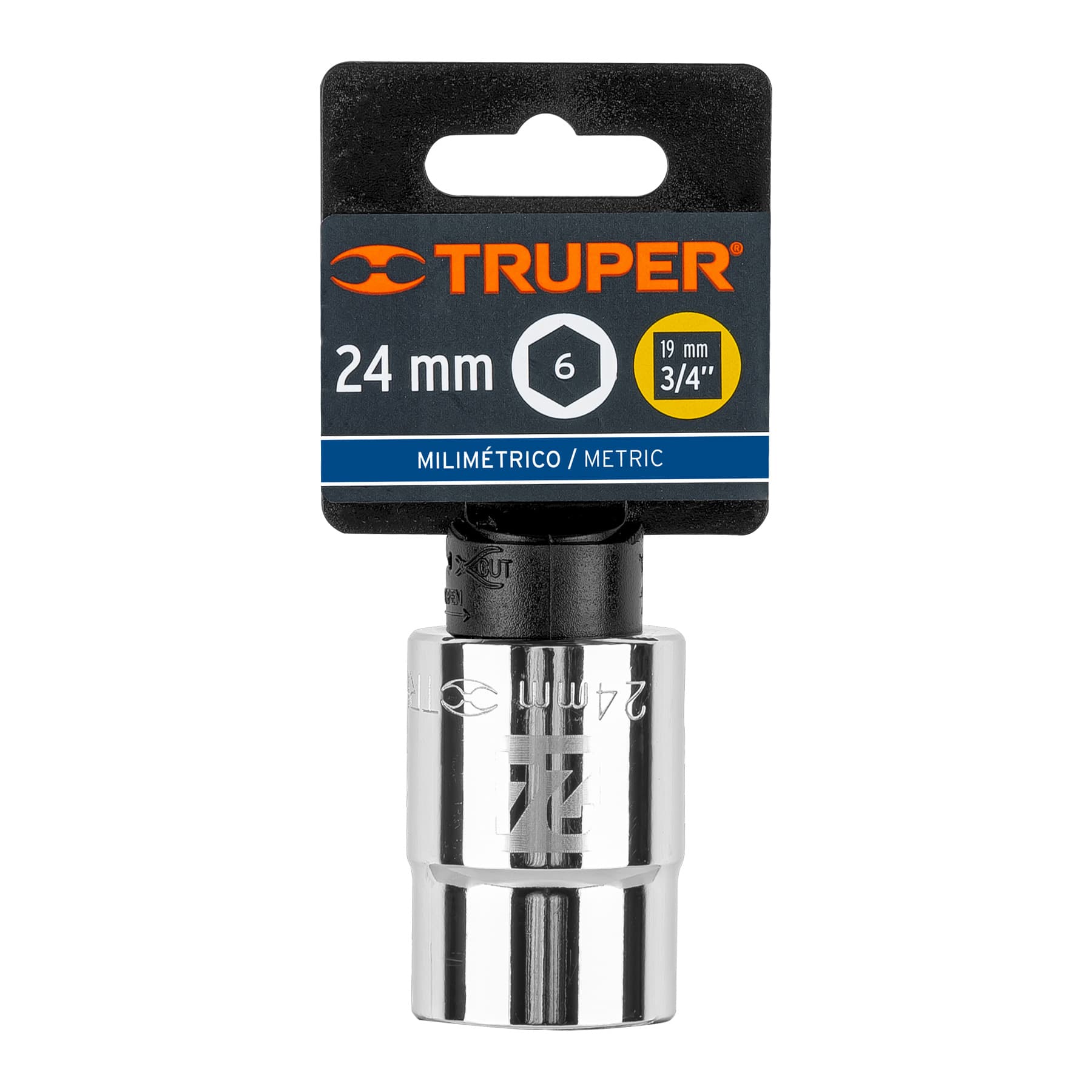 Truper D-3424-M Dado de 24 mm, 6 puntas, cuadro 3/4'