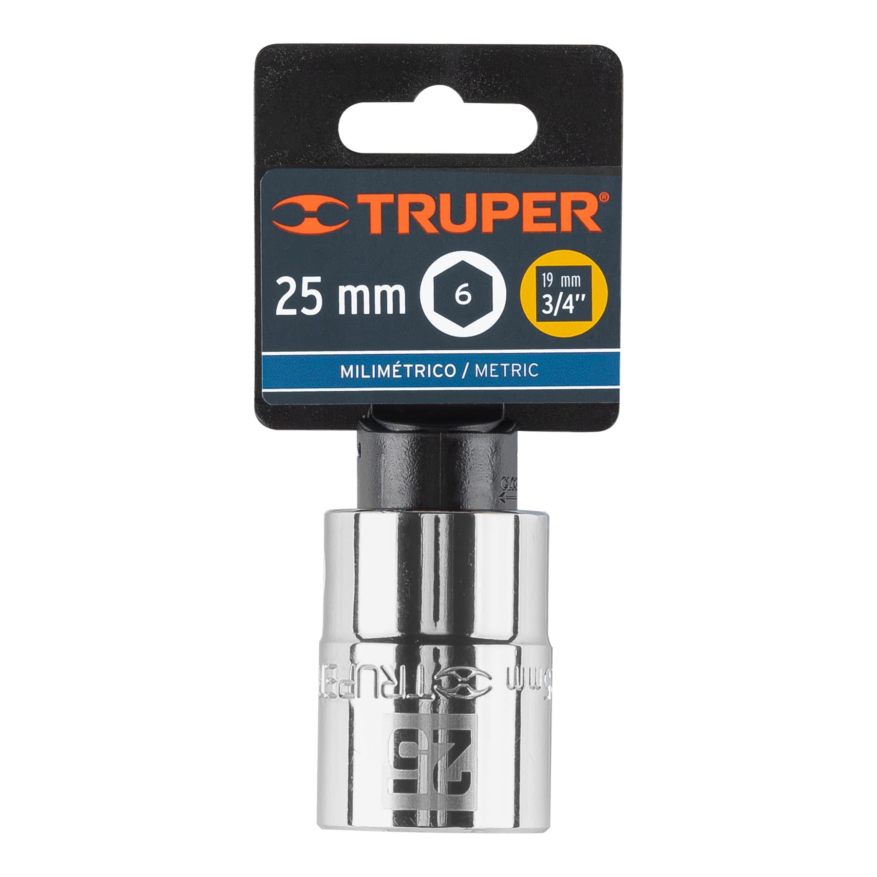 Truper D-3425-M Dado de 25 mm, 6 puntas, cuadro 3/4'