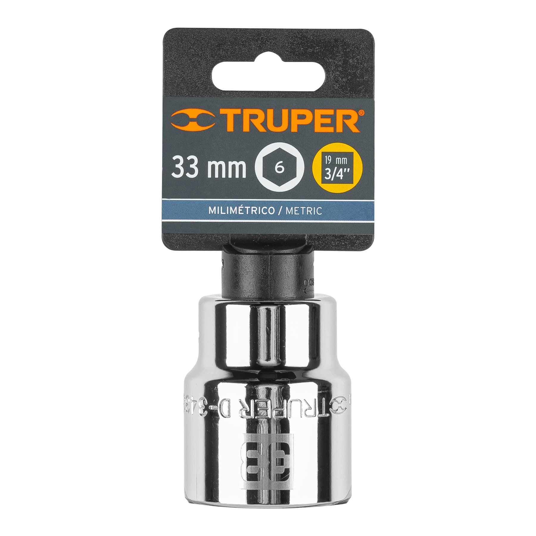 Truper D-3433-M Dado de 33 mm, 6 puntas, cuadro 3/4'