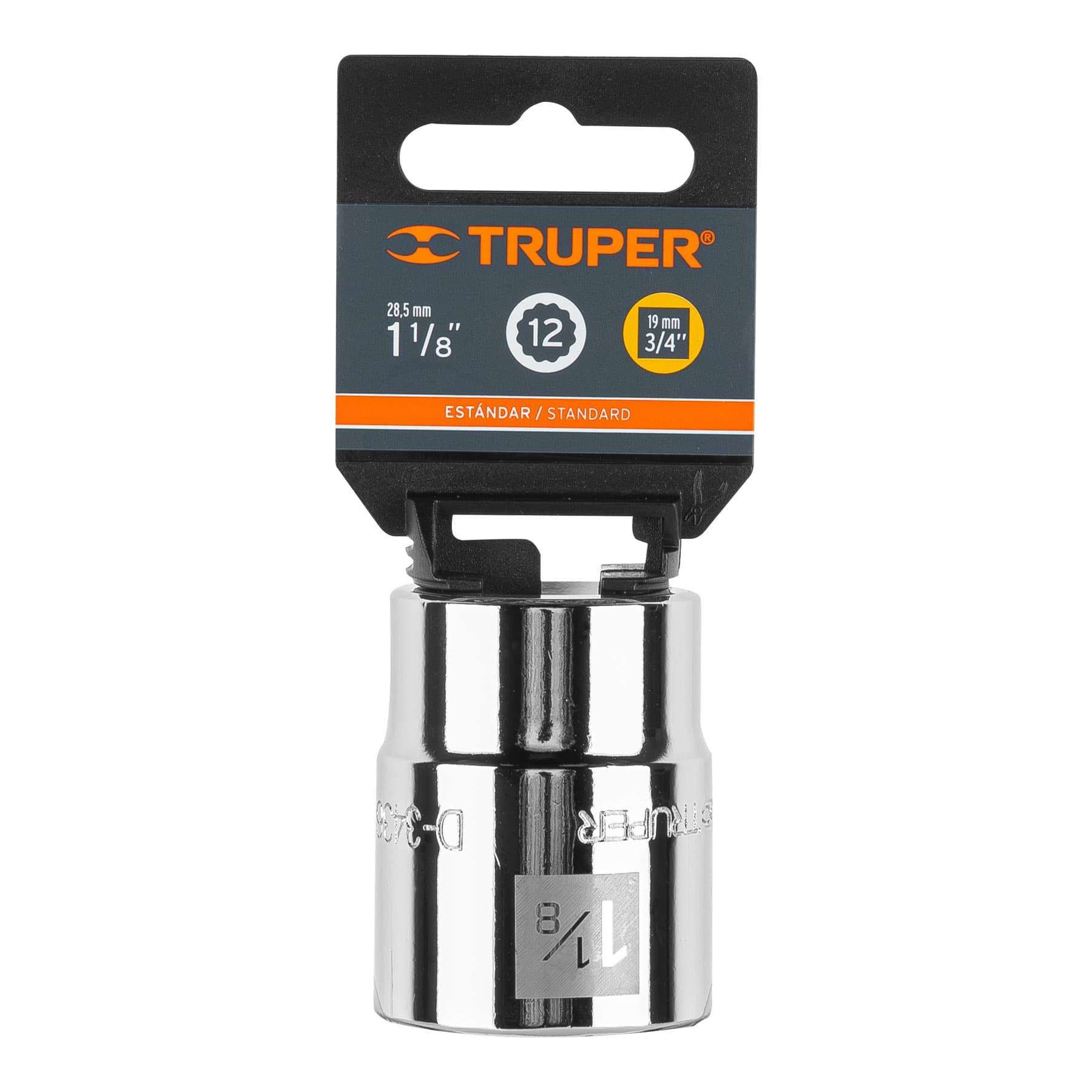 Truper D-3436 Dado de 1-1/8', 12 puntas, cuadro 3/4'
