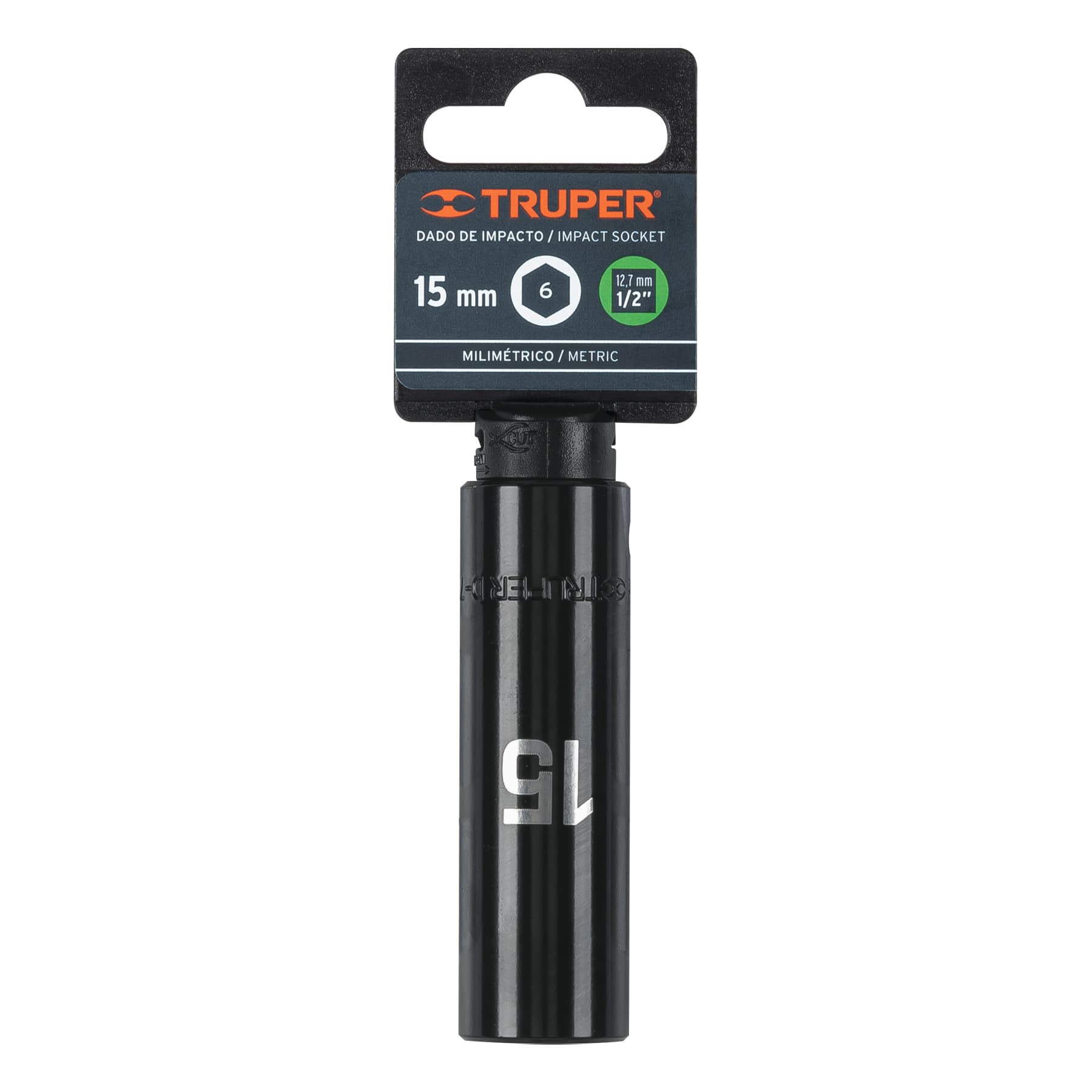 Truper D-7315-ML Dado largo cuadro 1/2' de impacto 6 puntas de 15 mm