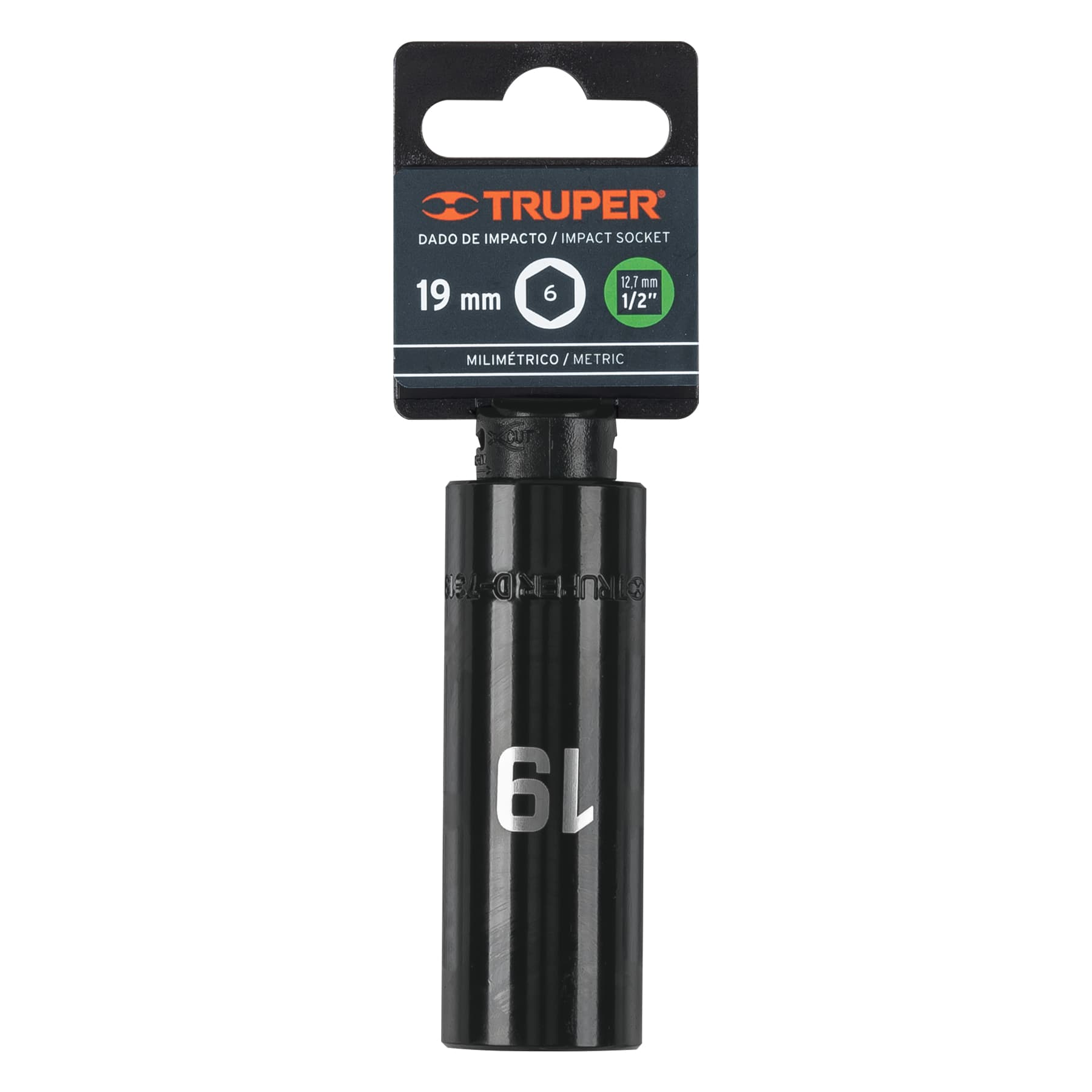 Truper D-7319-ML Dado largo cuadro 1/2' de impacto 6 puntas de 19 mm