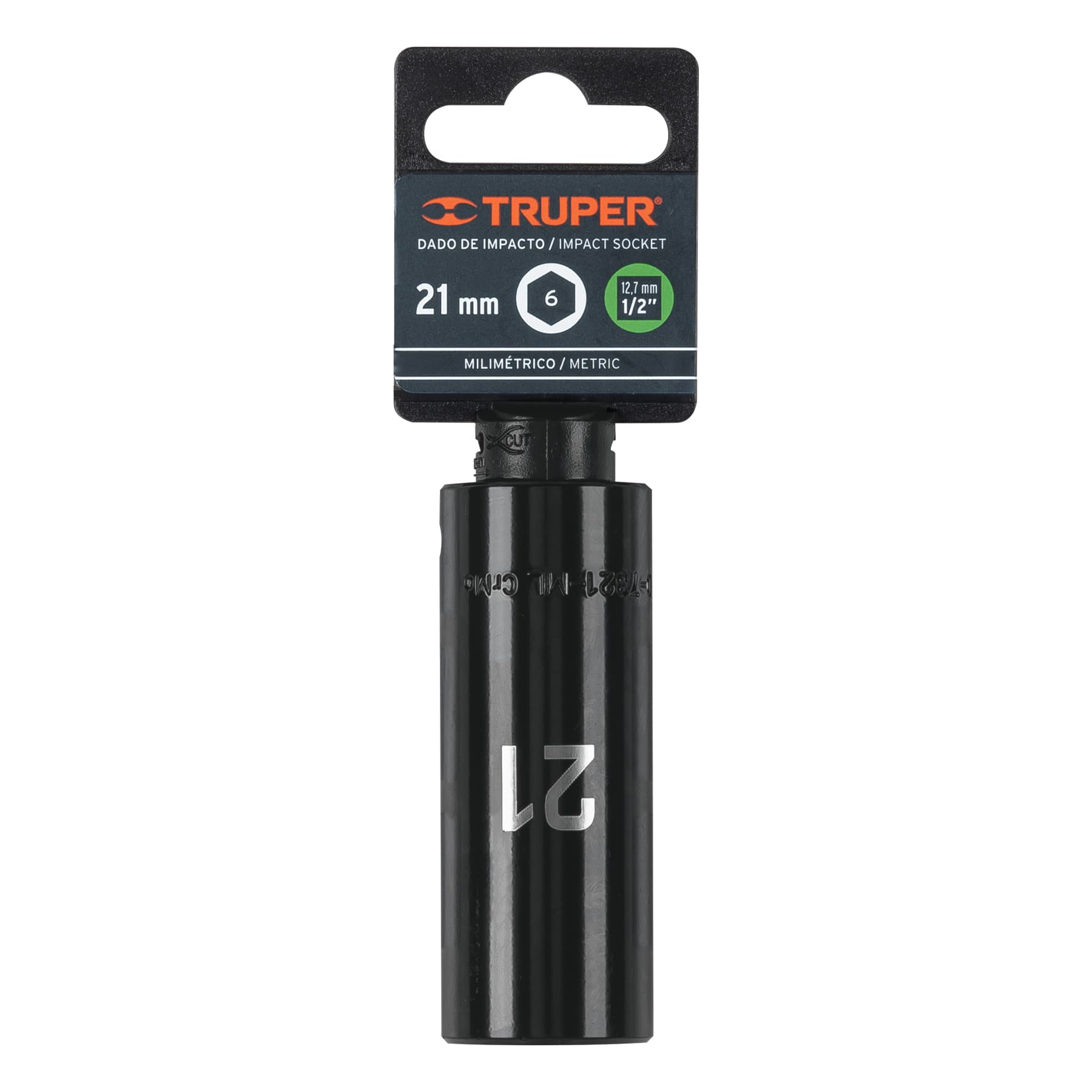 Truper D-7321-ML Dado de impacto, largo, 6 puntas, cuadro 1/2' de 21mm