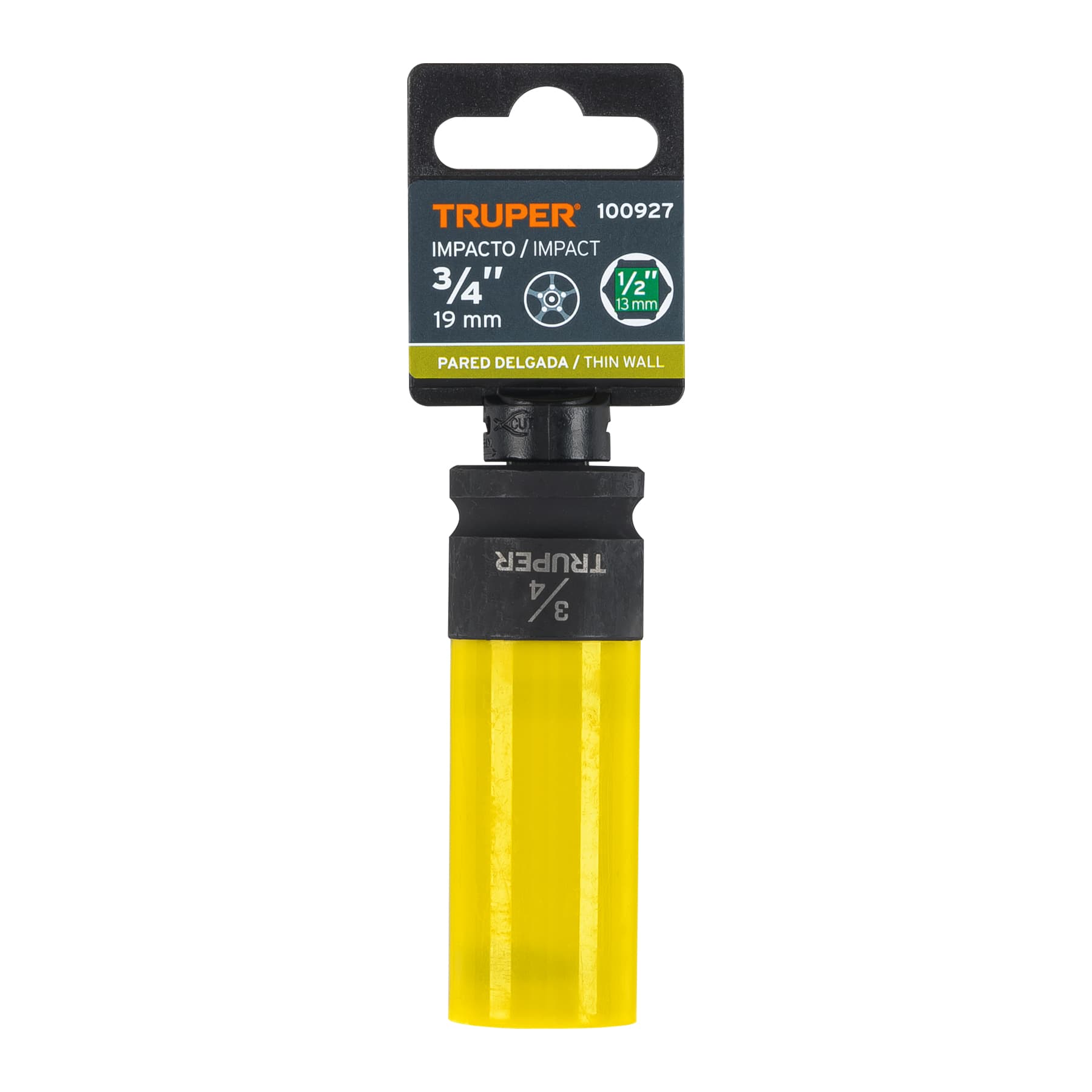 Truper D-7324-HLPD Dado largo impacto prot. plást. 3/4', 6 puntas, cuadro 1/2'