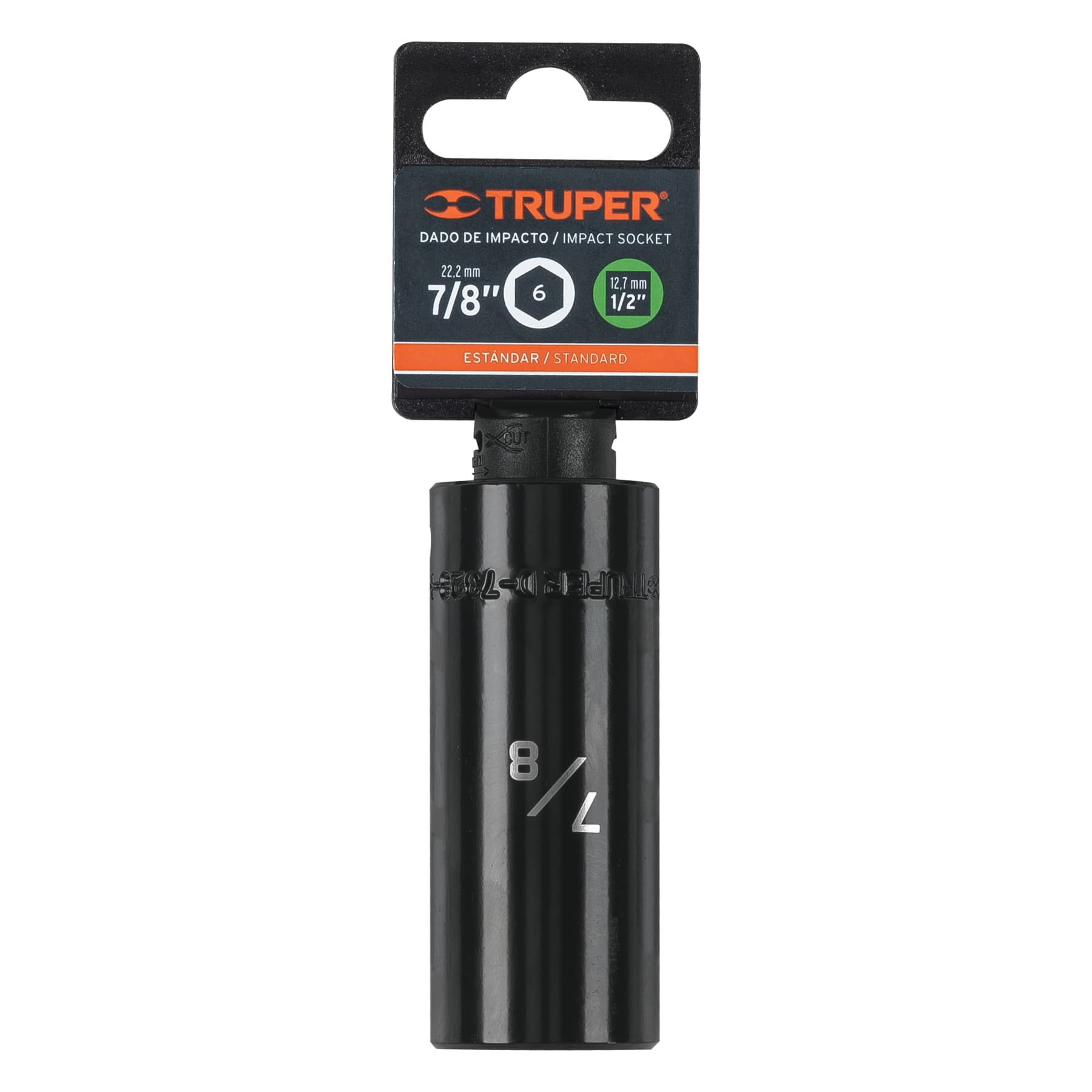 Truper D-7328-HL Dado largo impacto de 7/8', 6 puntas, cuadro 1/2'