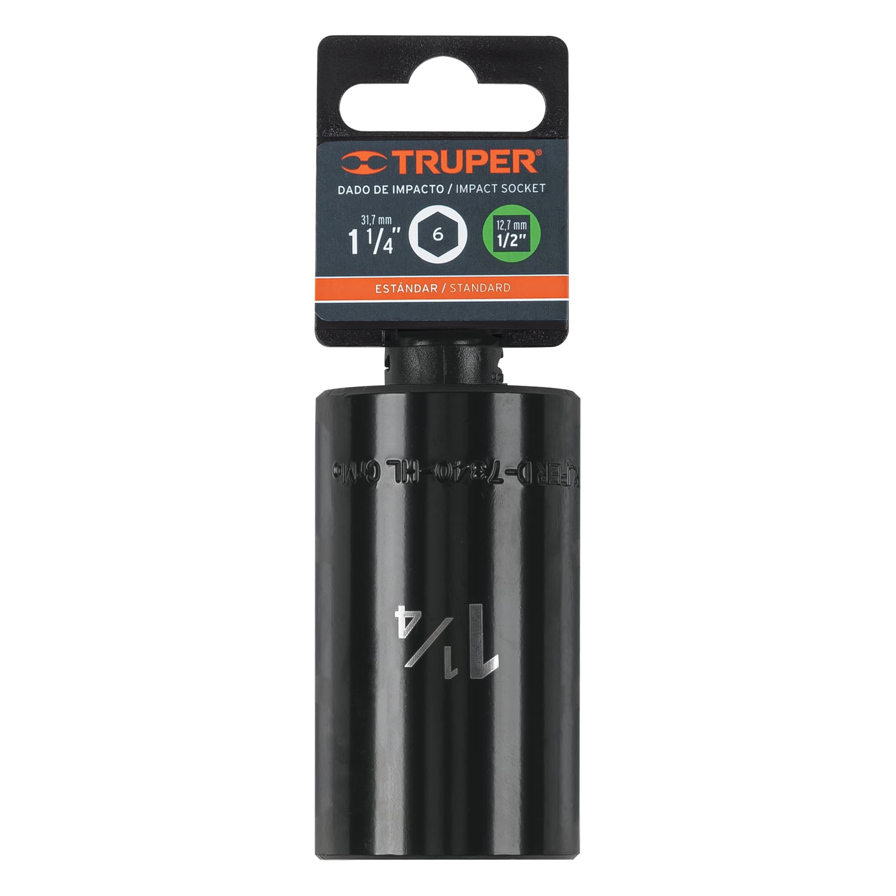 Truper D-7340-HL Dado largo impacto de 1-1/4', 6 puntas, cuadro 1/2'