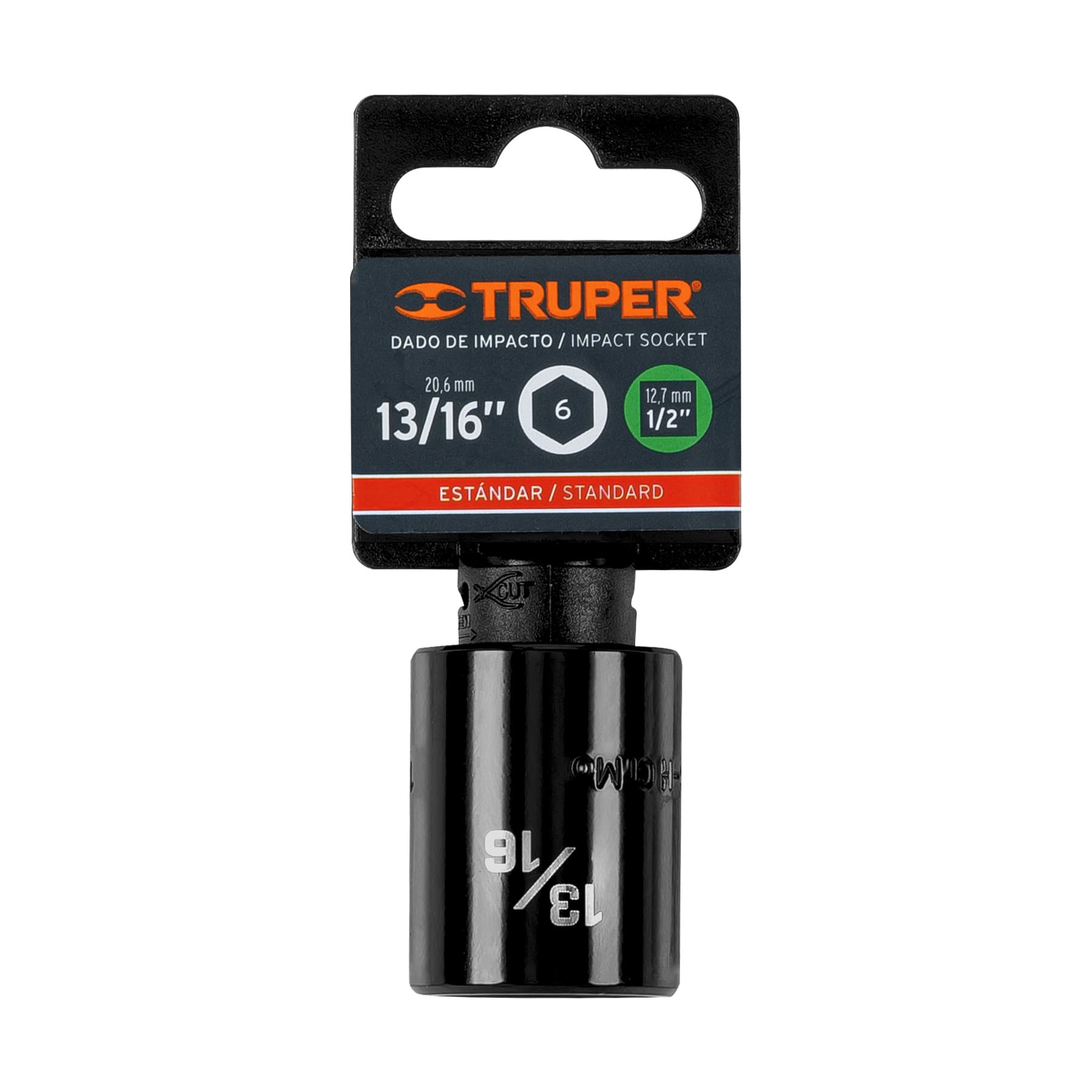 Truper D-7426-H Dado de impacto de 13/16', 6 puntas, cuadro 1/2'