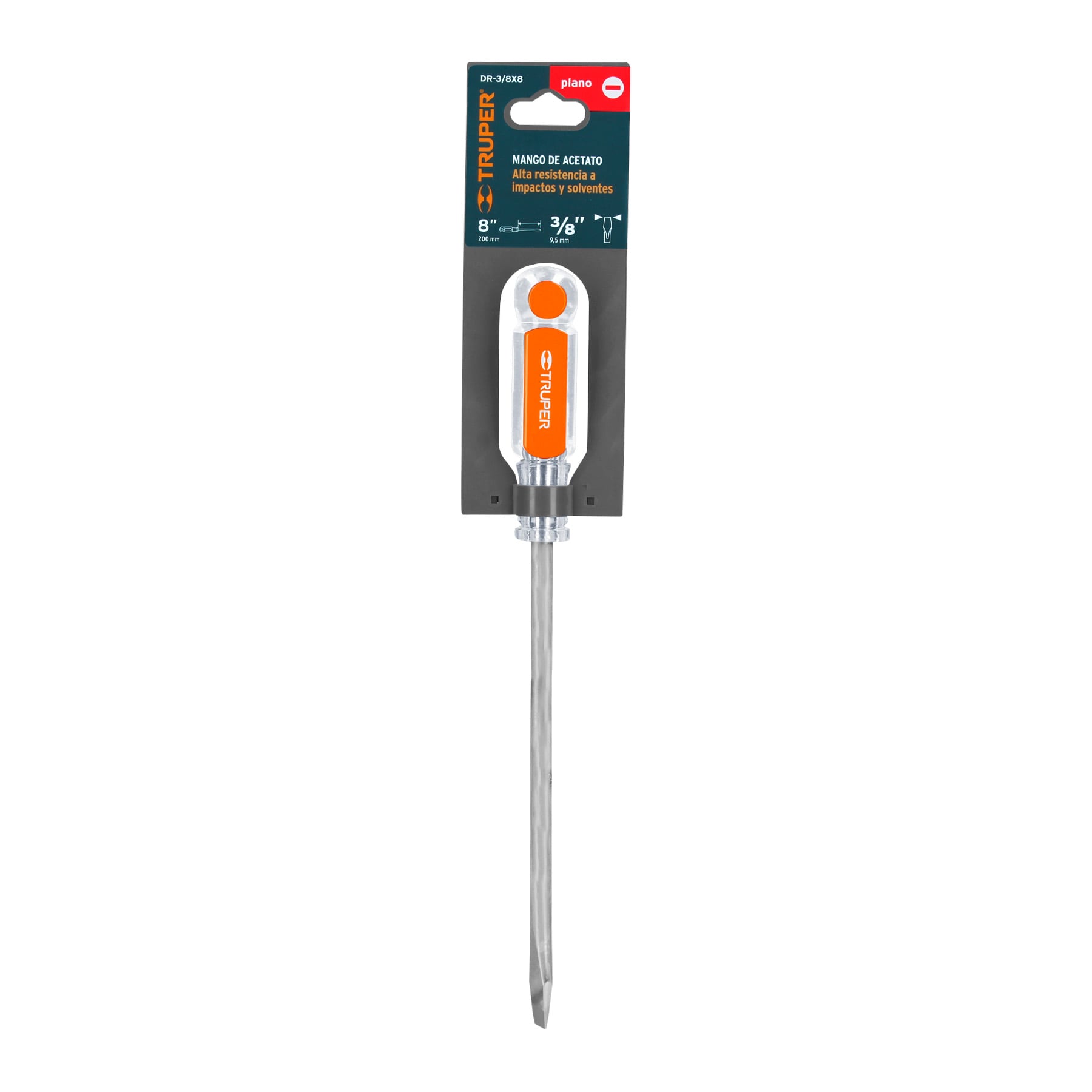 Truper DR-3/8X8 Desarmador plano 3/8' x 8' mango de acetato