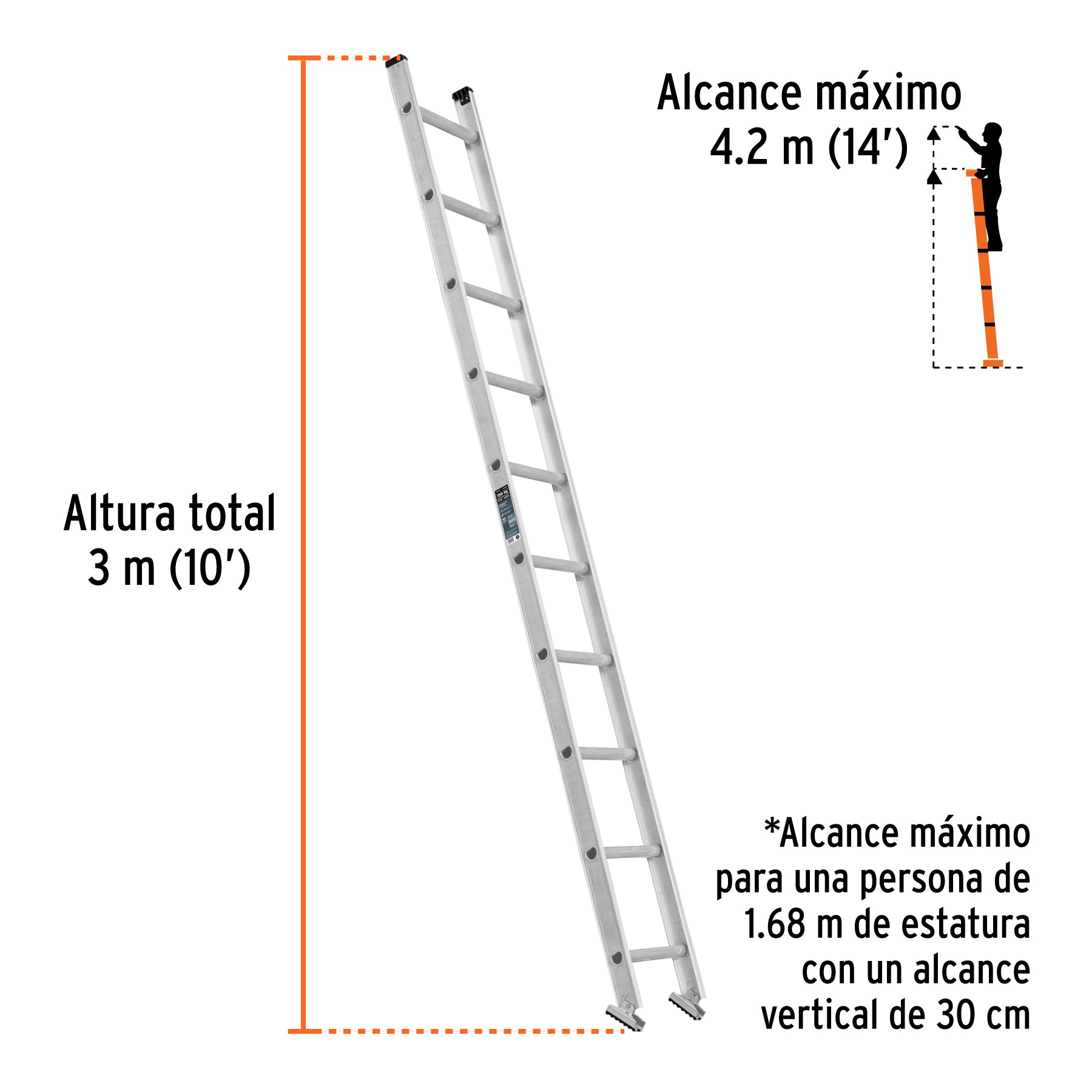 Truper ESR-308 Escalera recta Tipo III 8 peldaños | Ferrenacional