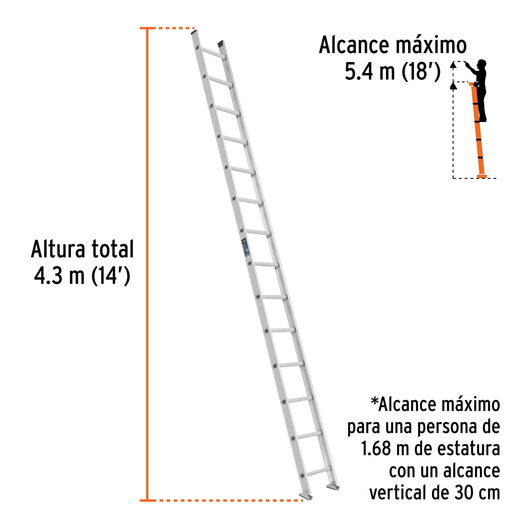 Truper ESR-314 Escalera recta Tipo III 14 peldaños | Ferrenacional