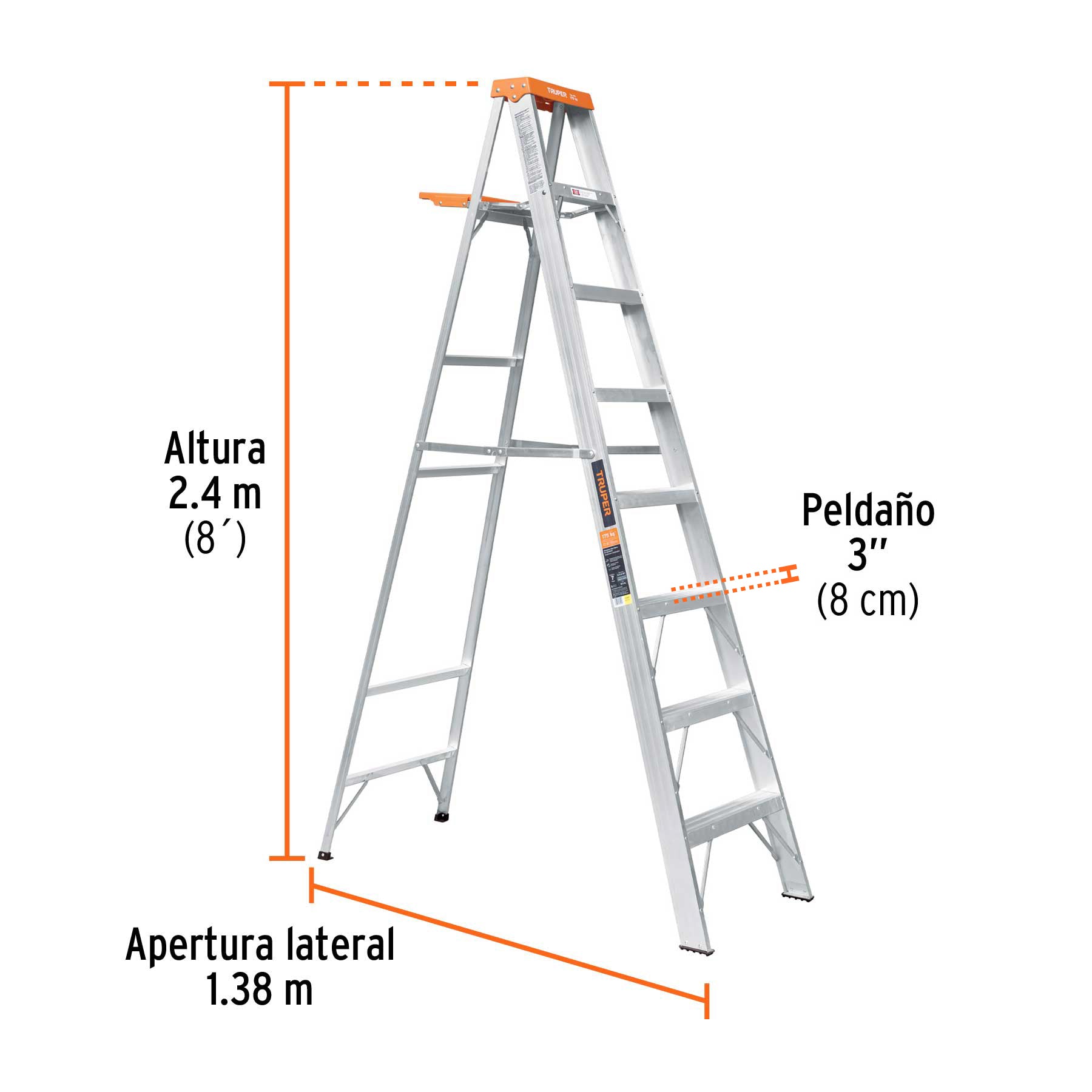 Truper EST-27 Escalera de tijera tipo II 7 escalones con bandeja | Ferrenacional
