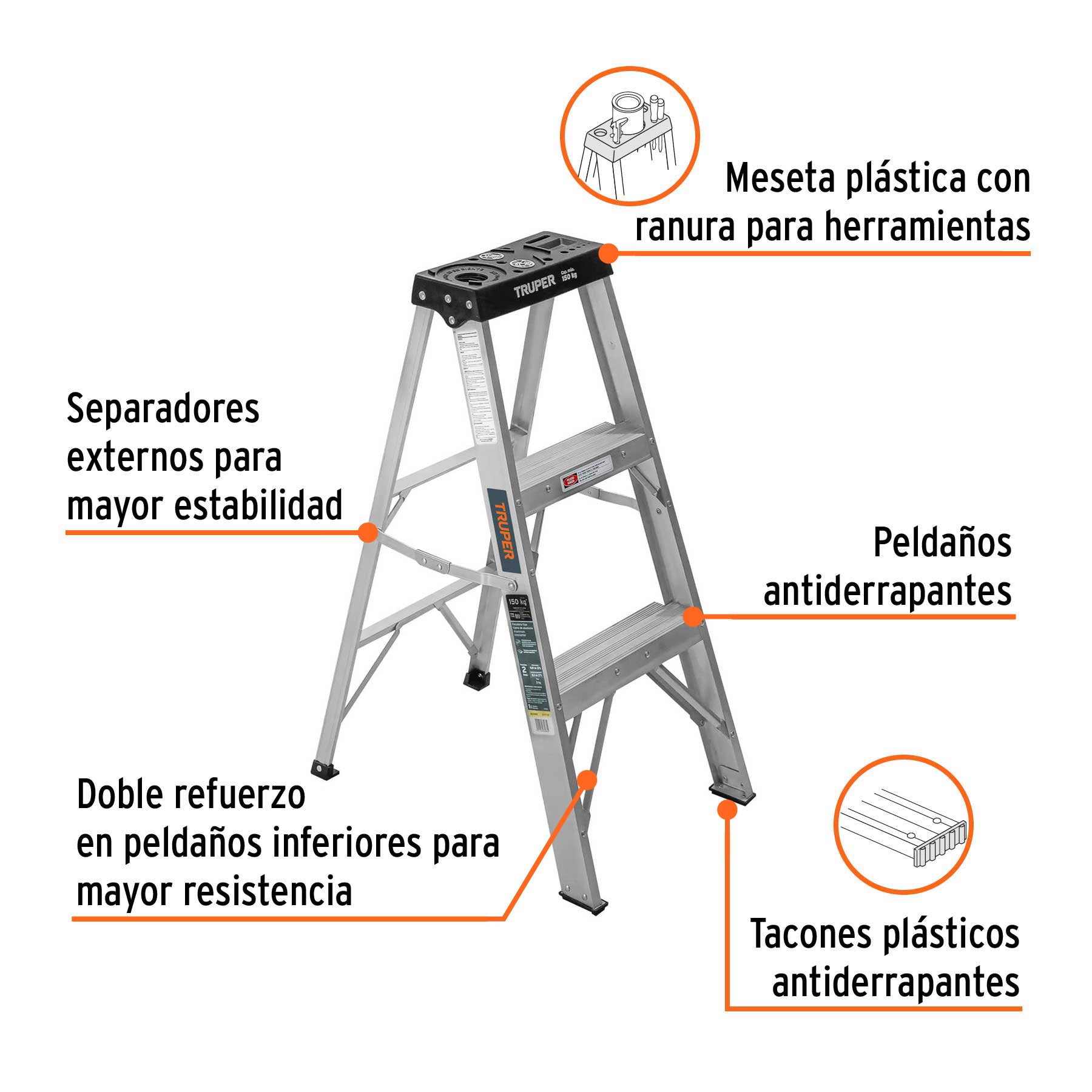 Truper EST-32 Escalera de tijera tipo III 2 escalones | Ferrenacional