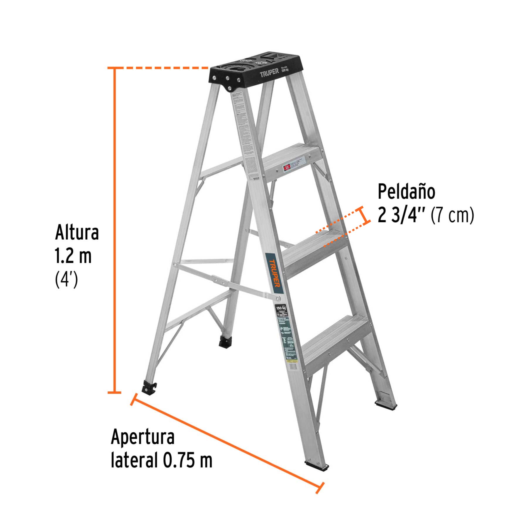 Escalera de tijera Truper EST-33 | 3 escalones Tipo III | Ferrenacional