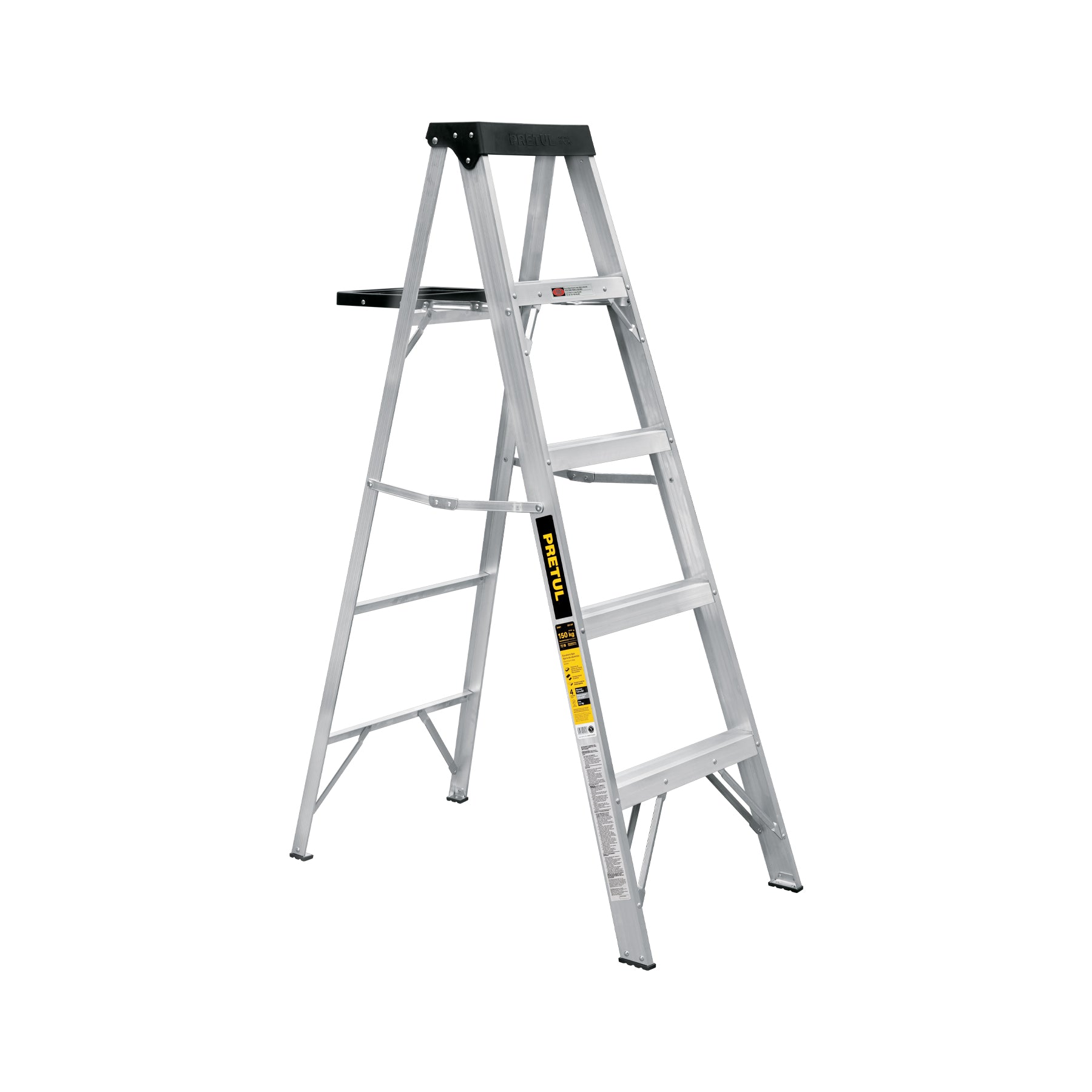 Escalera de Tijera de Aluminio 4 Peldaños con Bandeja - Pretul EST-34P