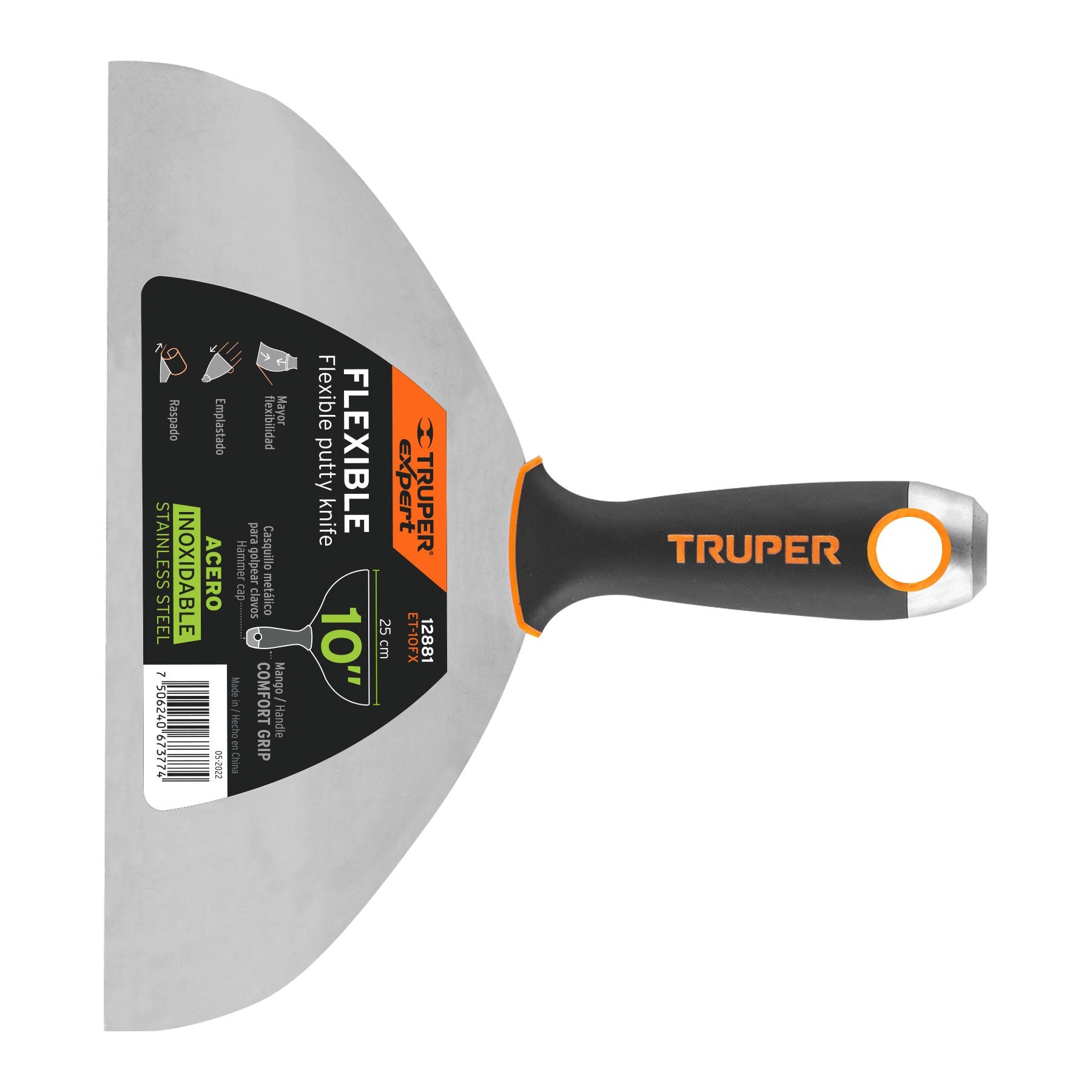 Expert ET-10FX Espátula flexible 10' acero inox. mango Comfort Grip