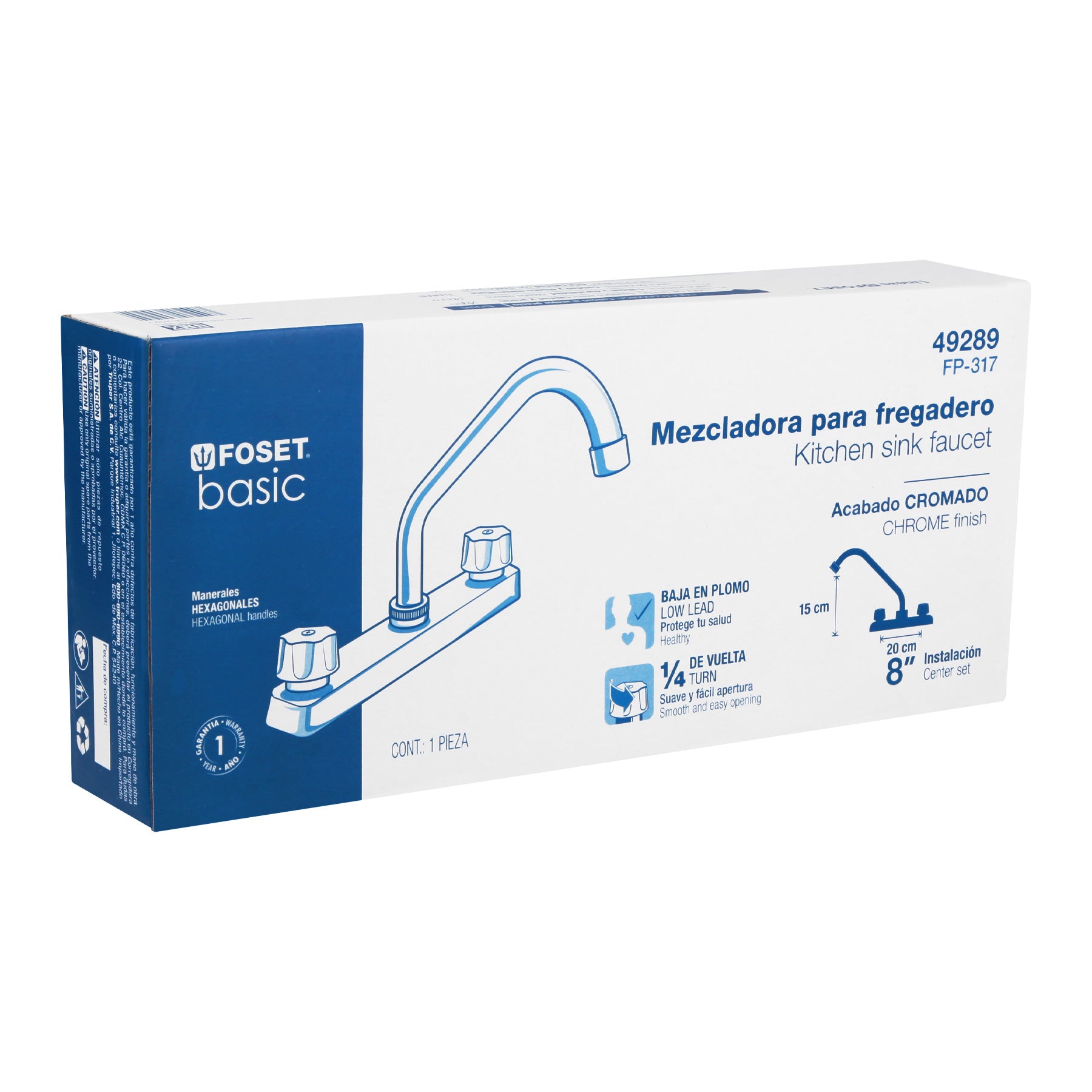 Foset FP-317 Mezcladora plástica para fregadero, cuello corto, Basic