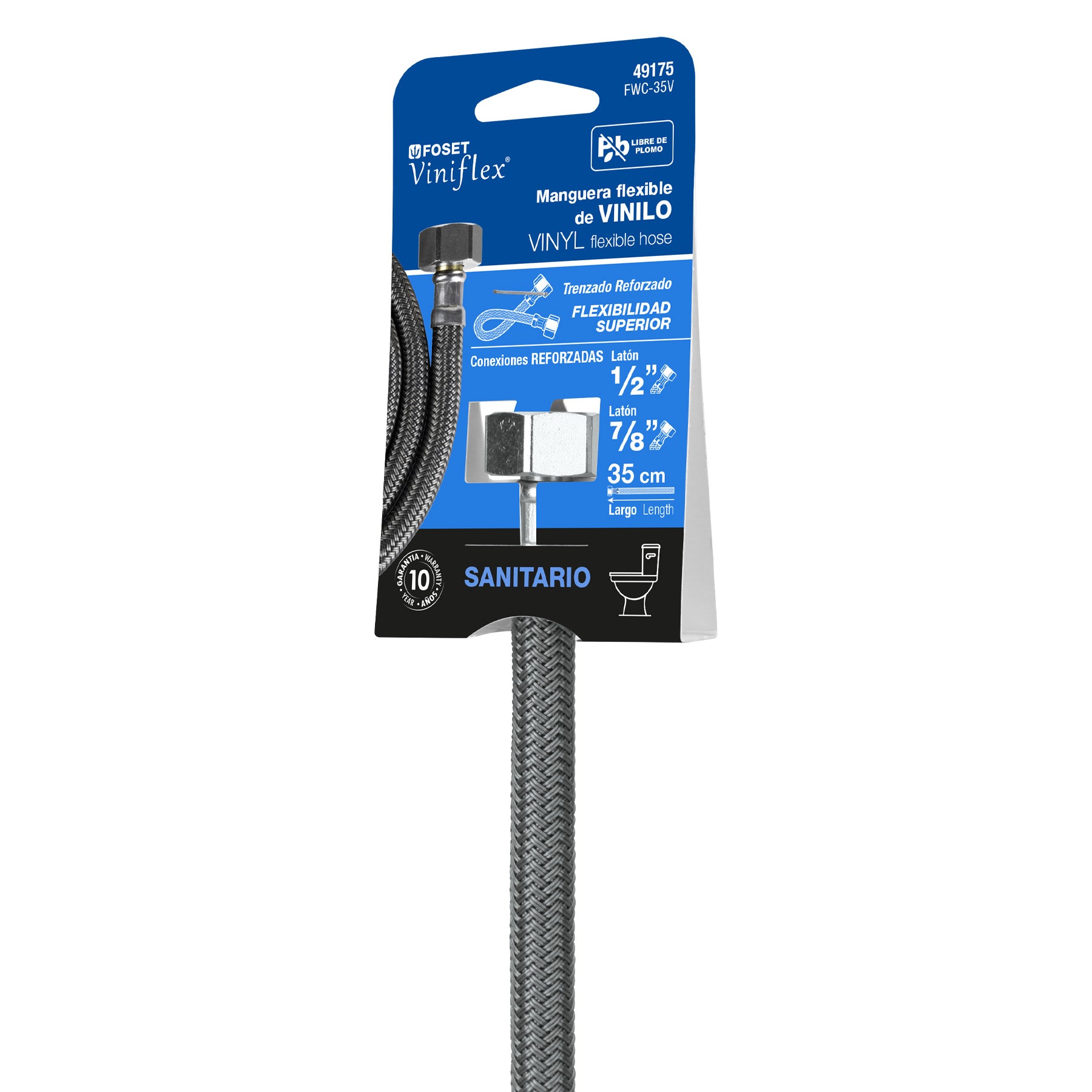 Foset FWC-35V Manguera de hule para WC, 35 cm, vinilo, usos generales