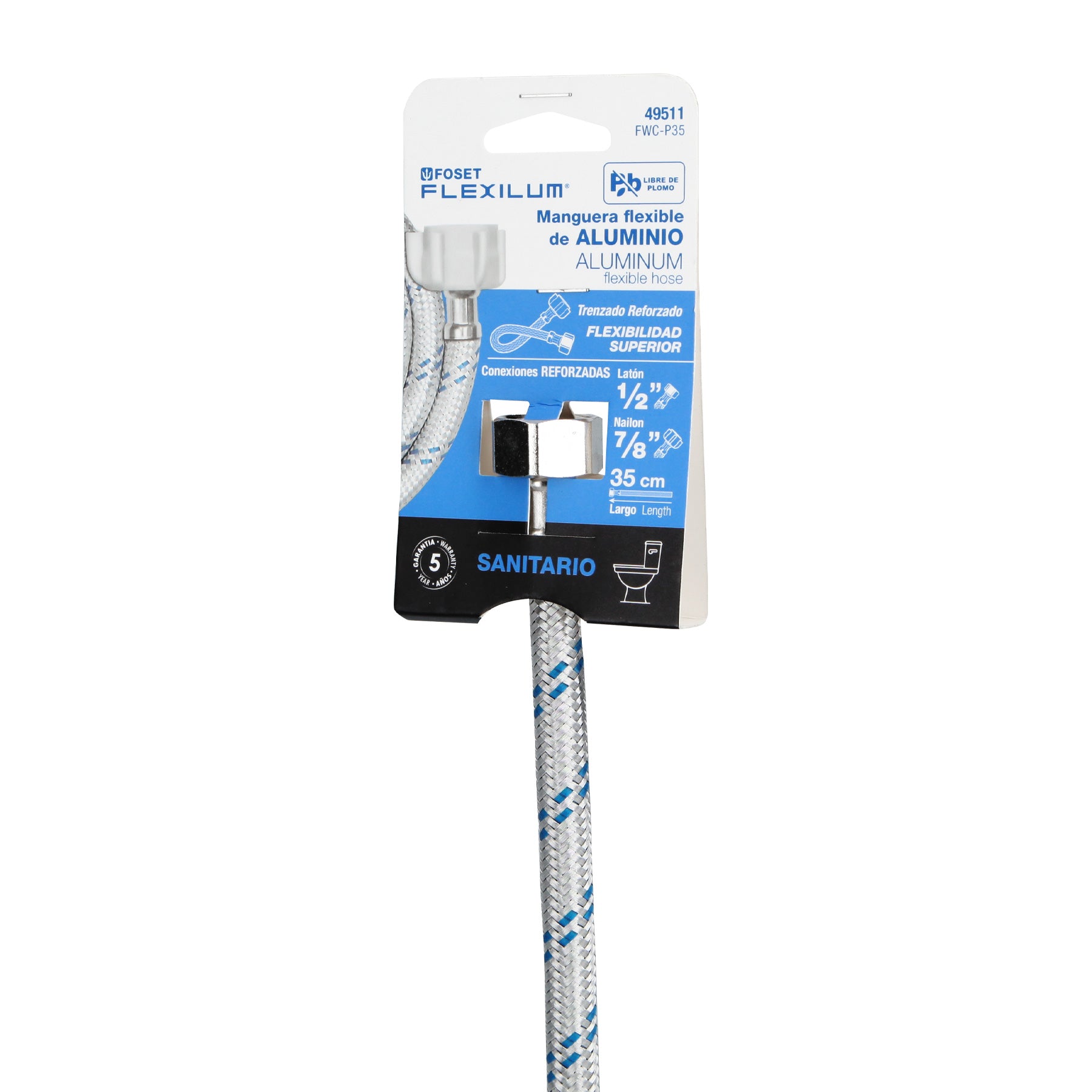 Foset FWC-P35 Manguera hule,35cm,aluminio,conector plástico,usos generales