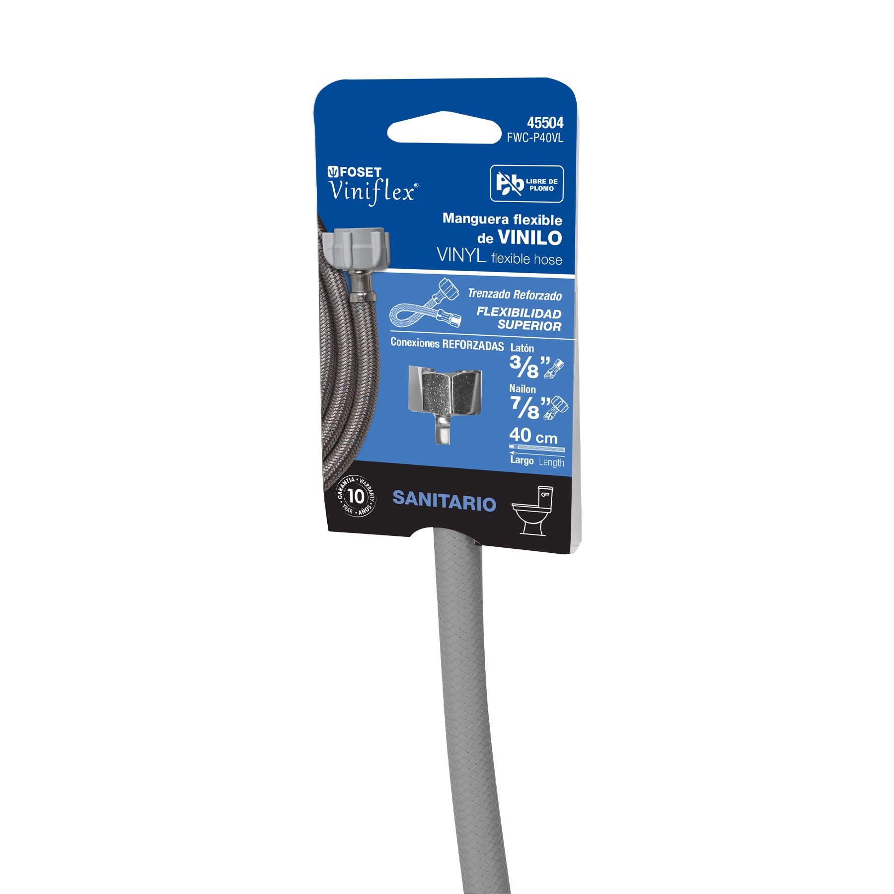 Foset FWC-P40VL Manguera WC, vinilo, 3/8'x7/8', 40 cm, conector plástico