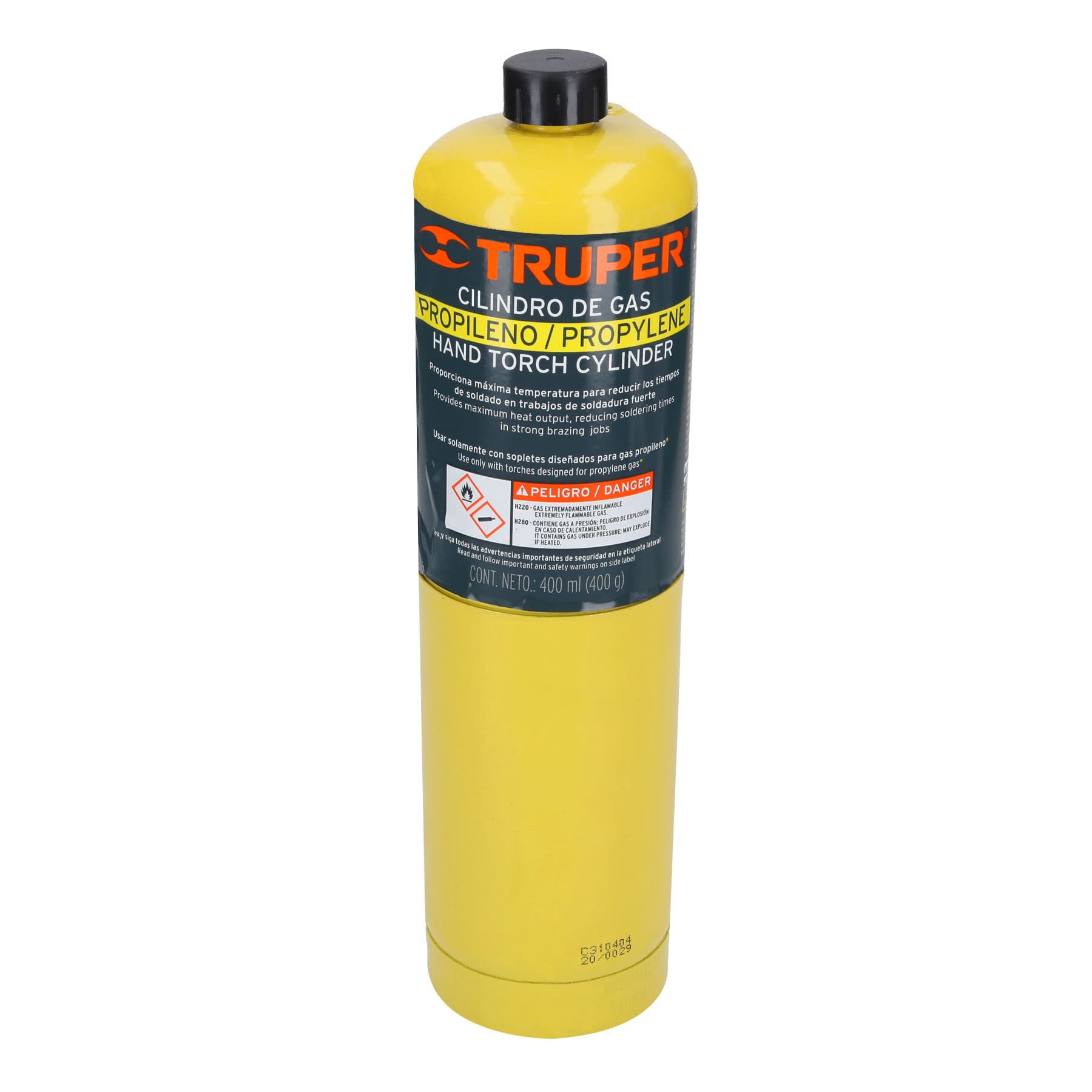 Truper GAS-400N Cilindro de gas propileno de 400g, amarillo