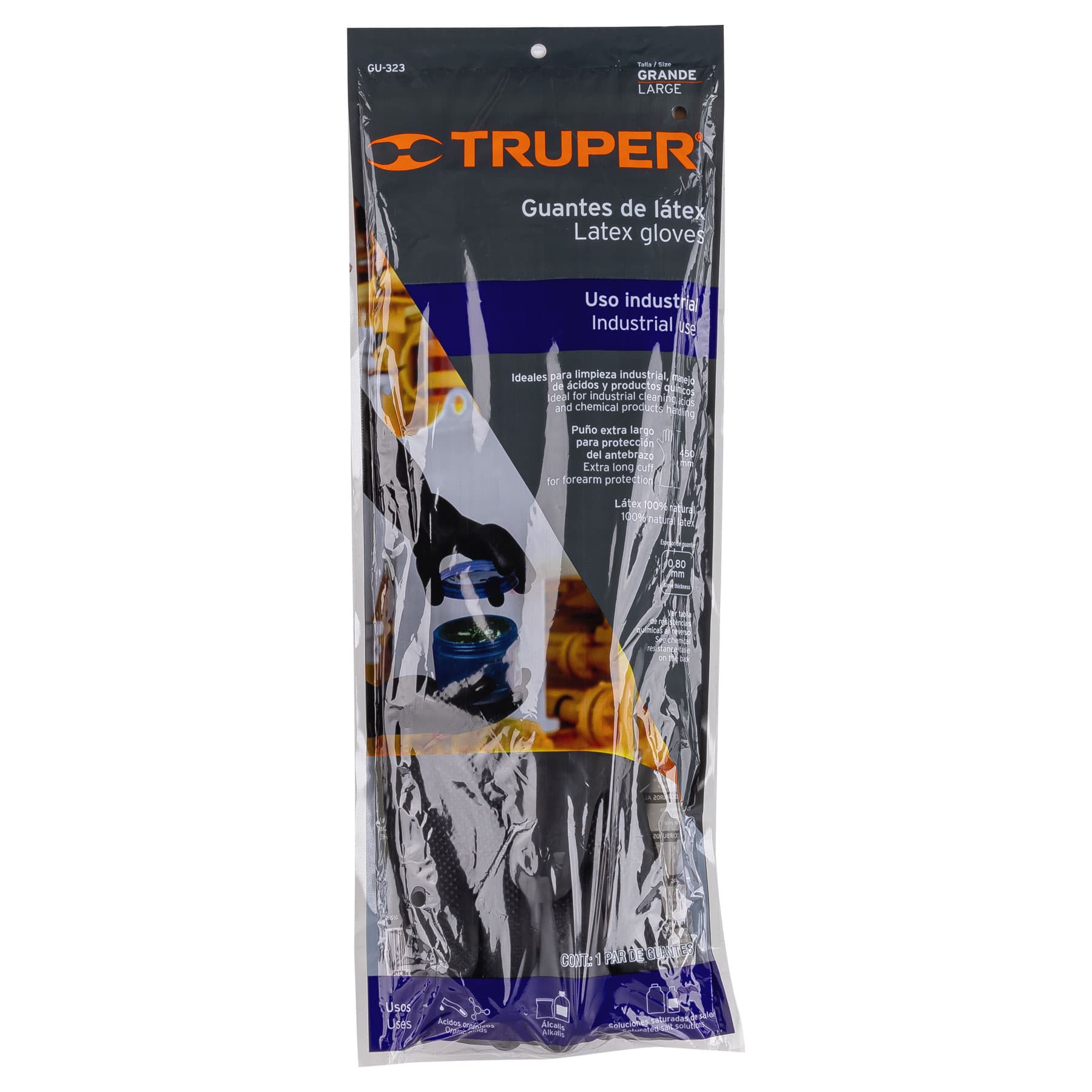 Truper GU-323 Guantes de látex industriales, grandes