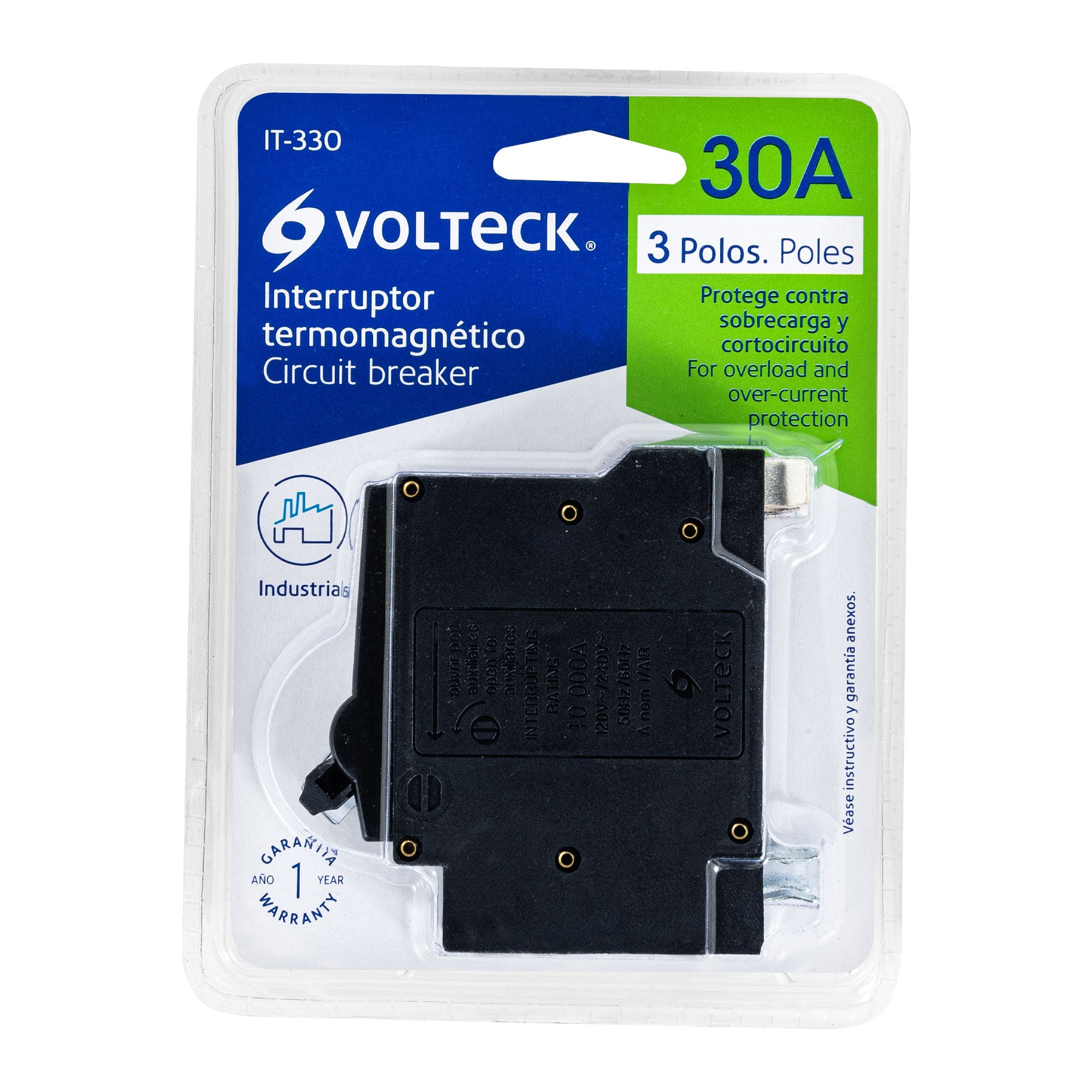 Volteck IT-330 Interruptor termomagnético 3 polos 30 A, Volteck