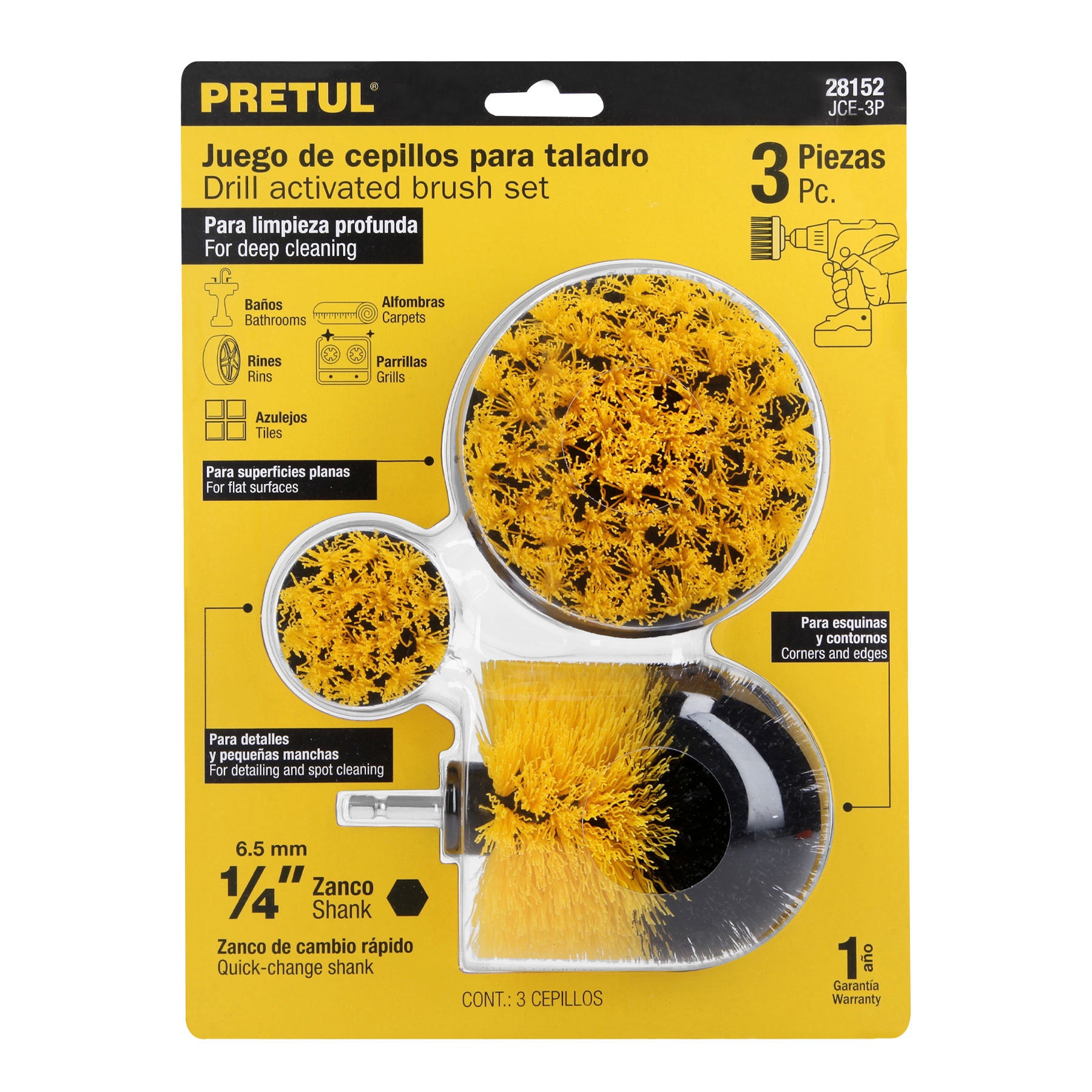 Pretul JCE-3P Juego de 3 cepillos multisusos para taladro