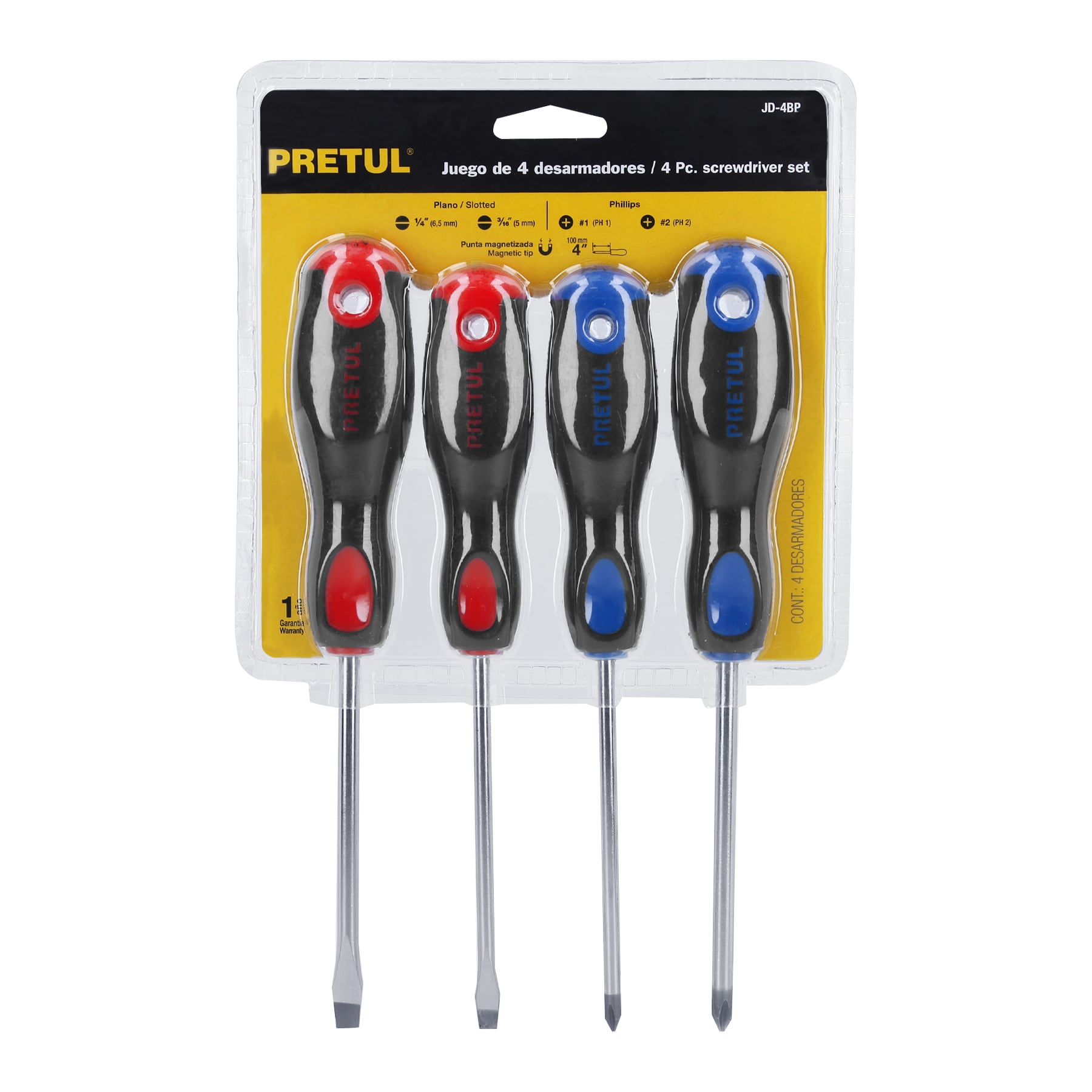 Pretul JD-4BP Juego de desarmadores, 4 piezas, mango Comfort Grip, Pretul