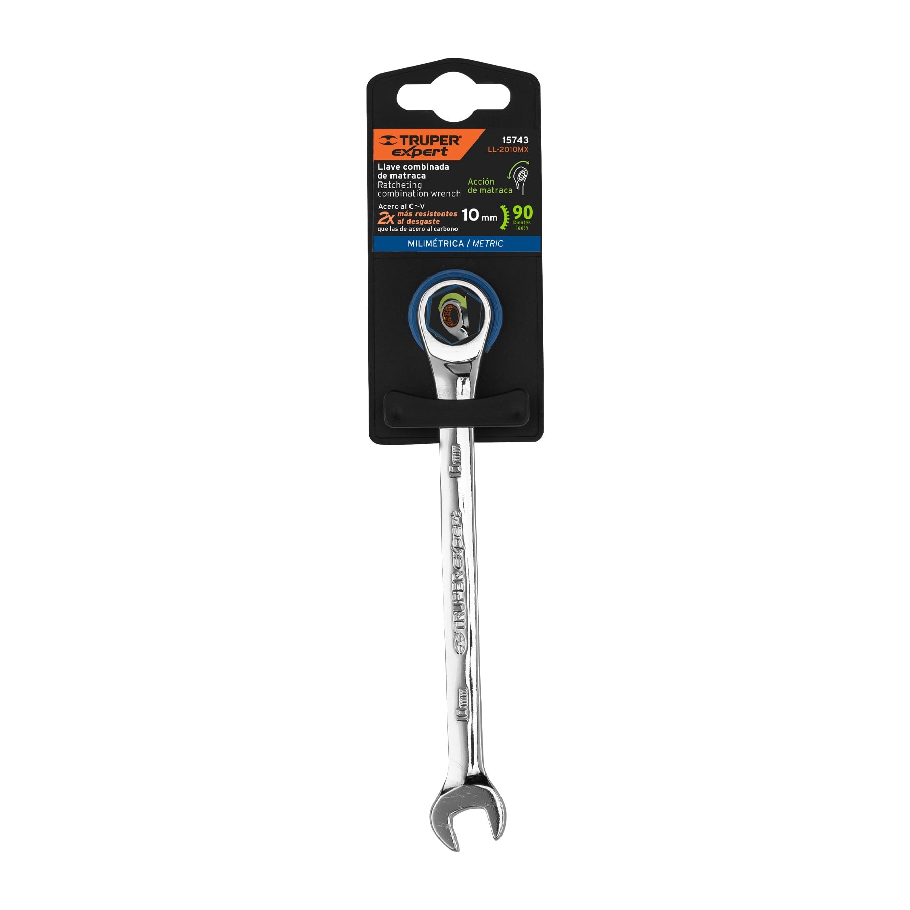 Expert LL-2010MX Llave combinada con matraca 10 mm x 154 mm largo