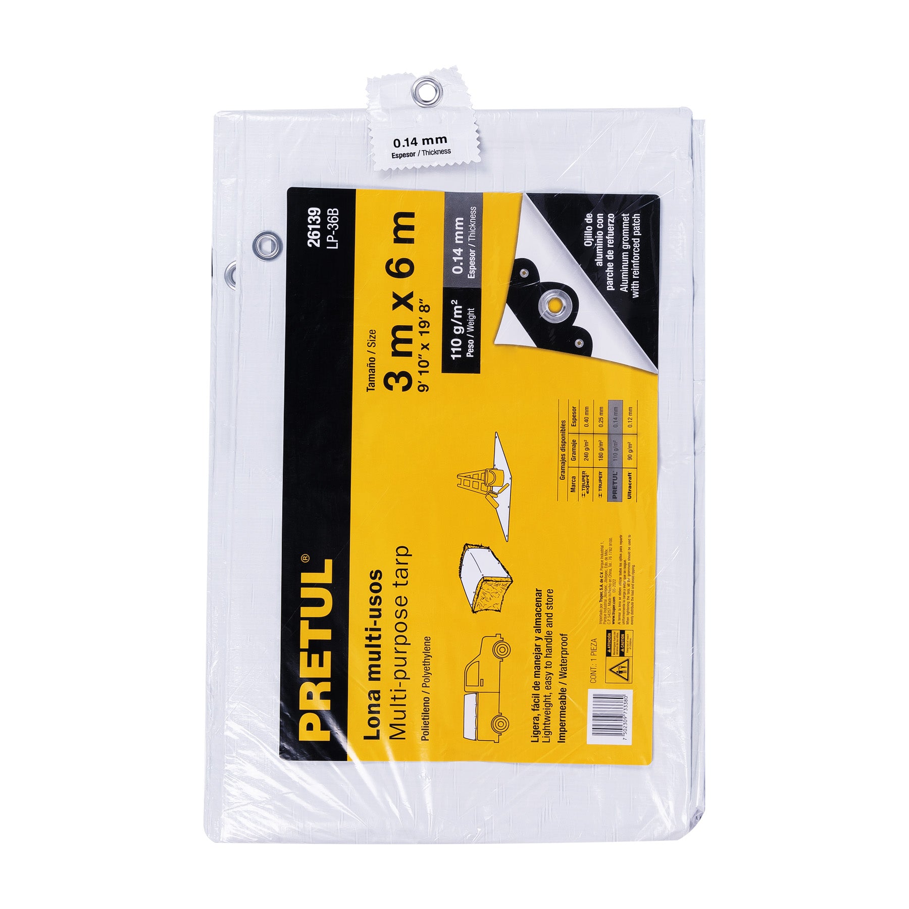 Pretul LP-36B Lona 3 x 6 m, blanca